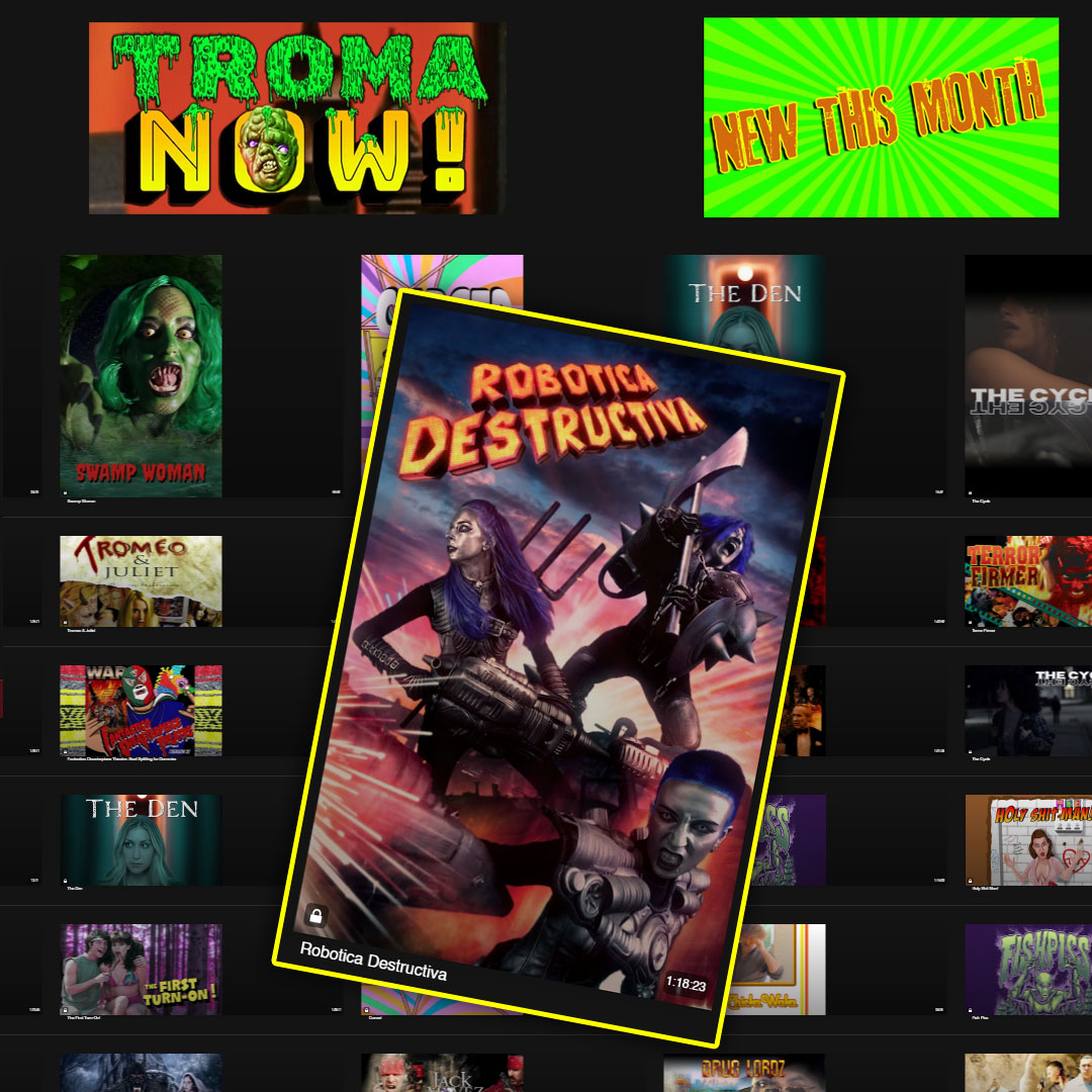 The Killer Robots! (@thekillerrobots) on Twitter photo Check out our new movie #roboticadestructiva on <a href="/tromanow/">tromanow</a> at watch.troma.com/browse along with a whole host of offbeat and tromatizing movies. See <a href="/Troma_Team/">ᴛʀᴏᴍᴀ ᴇɴᴛᴇʀᴛᴀɪɴᴍᴇɴᴛ</a>'s <a href="/lloydkaufman/">Lloyd Kaufman</a> @BabetteBombshel also <a href="/mandaddy/">mandaddy</a> of #gargamel and many more #troma #indiefilm #thekillerrobots #tromanow Check out our new movie #roboticadestructiva on <a href="/tromanow/">tromanow</a> at watch.troma.com/browse along with a whole host of offbeat and tromatizing movies. See <a href="/Troma_Team/">ᴛʀᴏᴍᴀ ᴇɴᴛᴇʀᴛᴀɪɴᴍᴇɴᴛ</a>'s <a href="/lloydkaufman/">Lloyd Kaufman</a> @BabetteBombshel also <a href="/mandaddy/">mandaddy</a> of #gargamel and many more #troma #indiefilm #thekillerrobots #tromanow