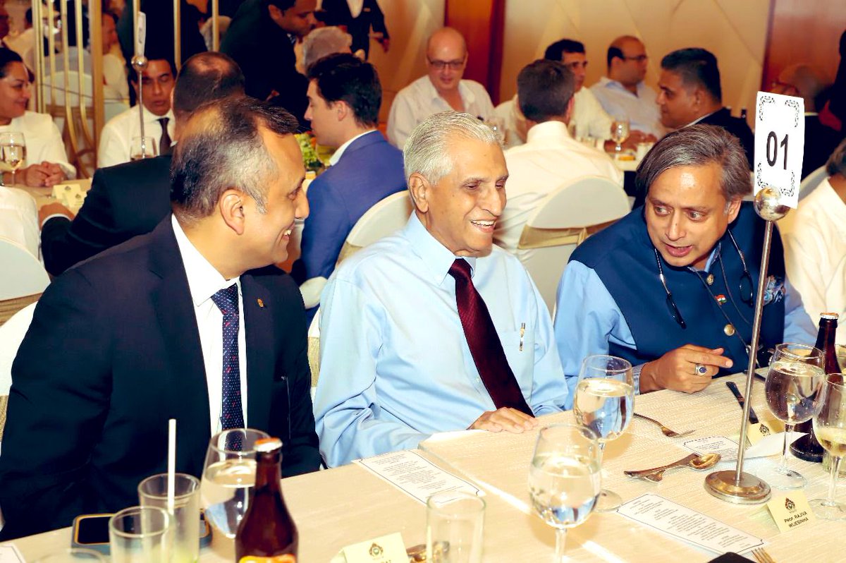 ShashiTharoor's tweet photo. Enjoyed a stimulating interactive Luncheon Meeting with the legendary 152-year-old Colombo Club at the Hotel Taj Samudra. After a few remarks on the role of such institutions in the colonial project, enjoyed a wide ranging discussion on an extraordinary variety of subjects. Lunched with the nonagenarian Oldest Member, Sohail Captain, and the Taj GM, Samrat Datta
