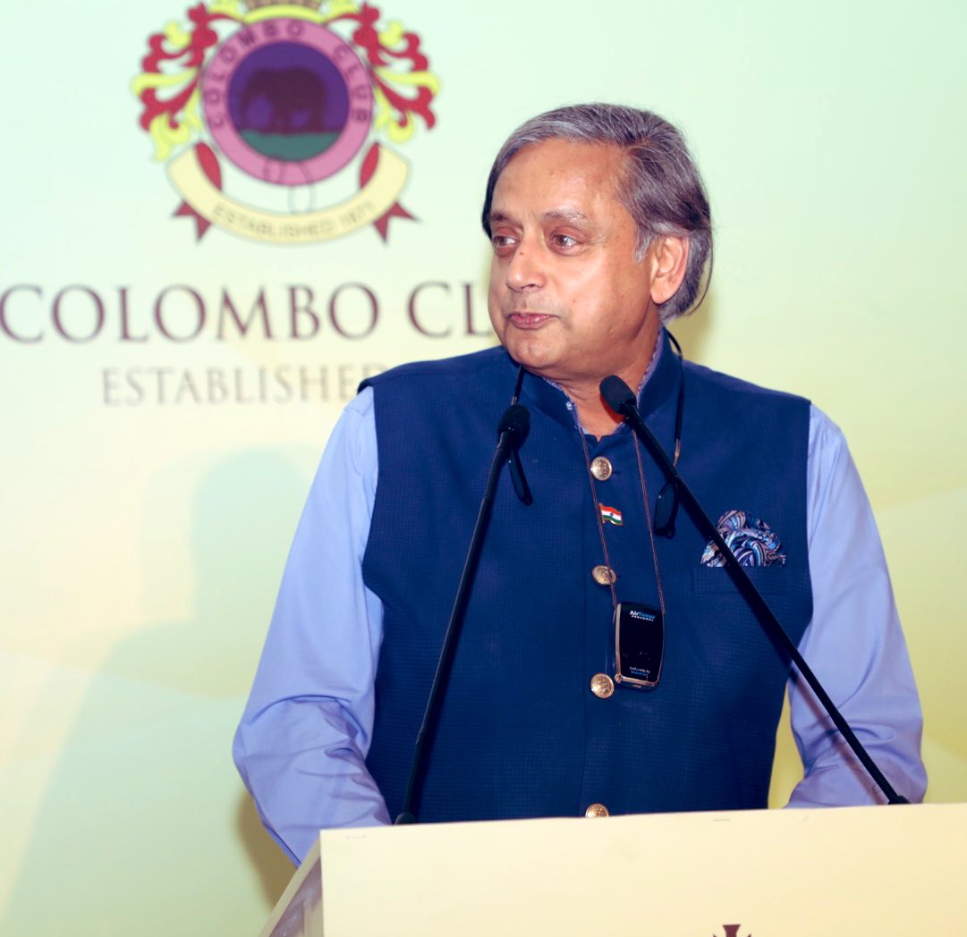 ShashiTharoor's tweet photo. Enjoyed a stimulating interactive Luncheon Meeting with the legendary 152-year-old Colombo Club at the Hotel Taj Samudra. After a few remarks on the role of such institutions in the colonial project, enjoyed a wide ranging discussion on an extraordinary variety of subjects. Lunched with the nonagenarian Oldest Member, Sohail Captain, and the Taj GM, Samrat Datta