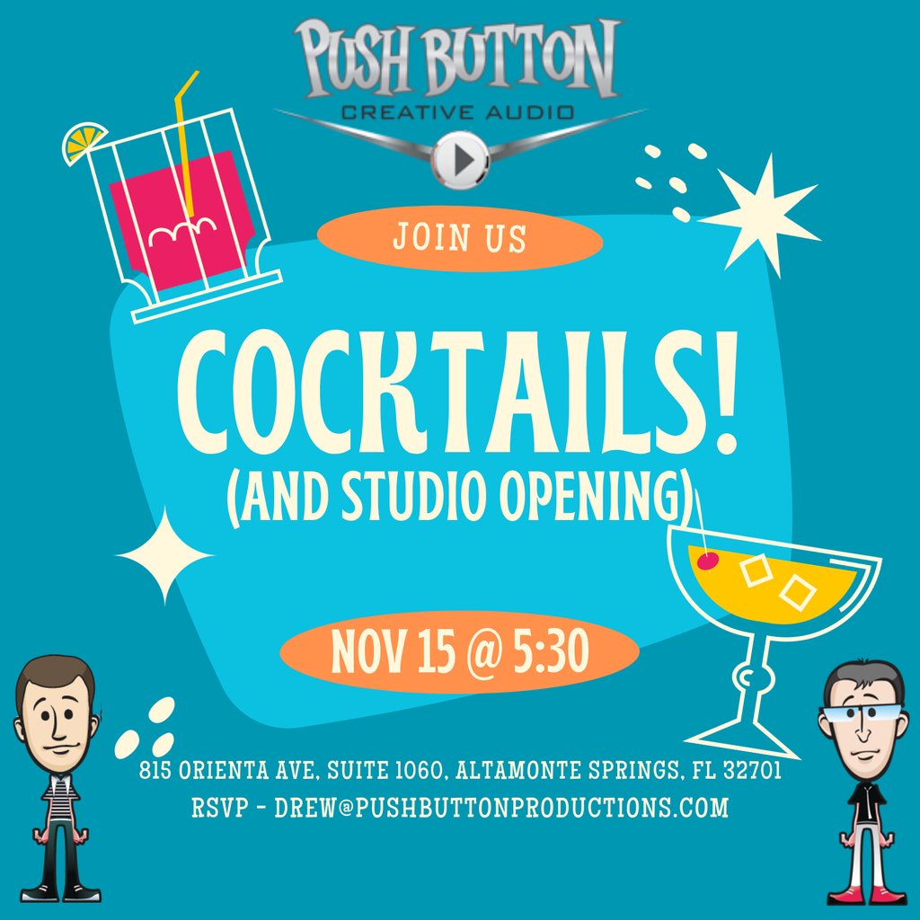 It's a party! Come celebrate at one our member's newest studio opening, Push Button Creative Audio ✨ 

There'll be cocktails and good vibes, free and open to the whole community. RSVP to join in on the fun. We'll be there too 👋

RSVP Link: tiny.cc/pushbuttonparty