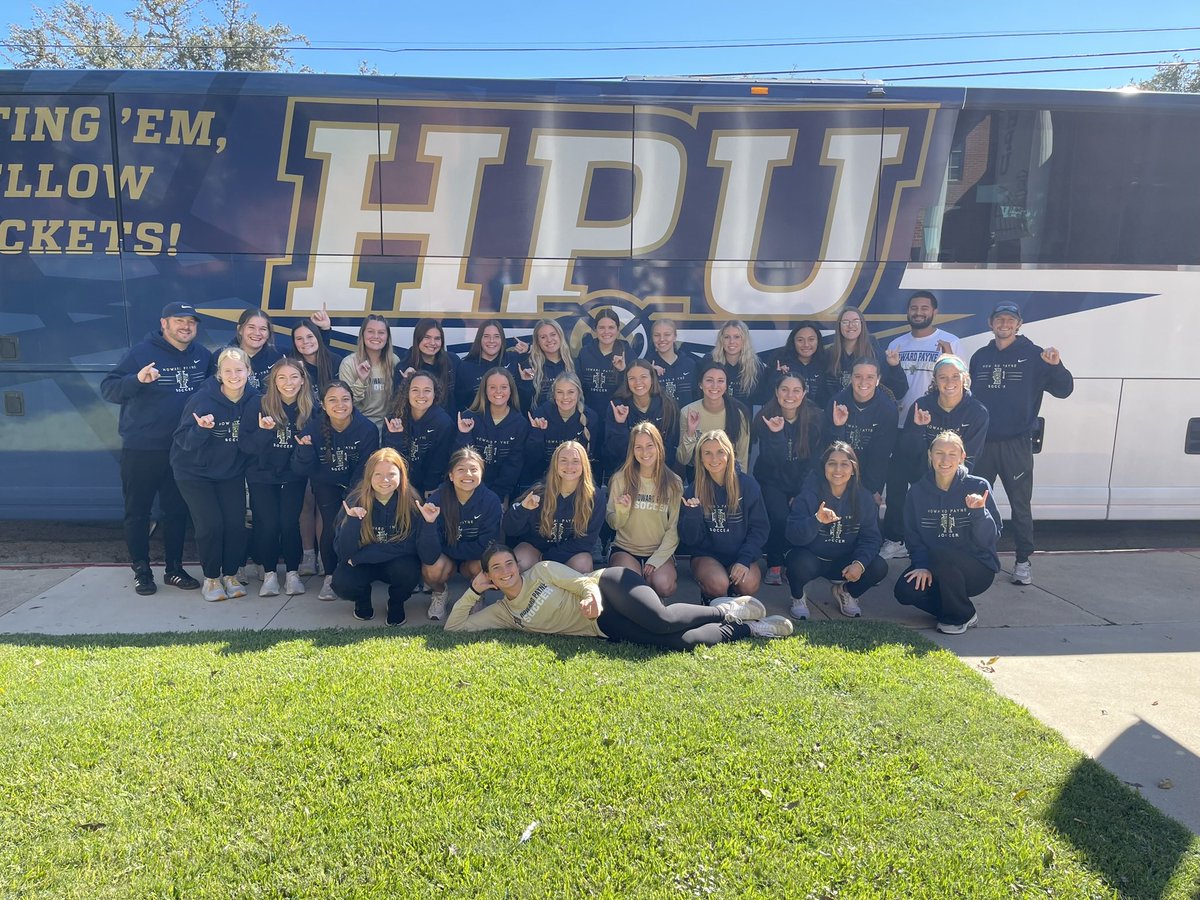 Good luck tonight @hpuwsoc! Proud of our team advancing to the semifinals of the conference tournament, after a big win on Tuesday night. Excited to see our ladies compete and glad they can travel in style. #stingemhpu