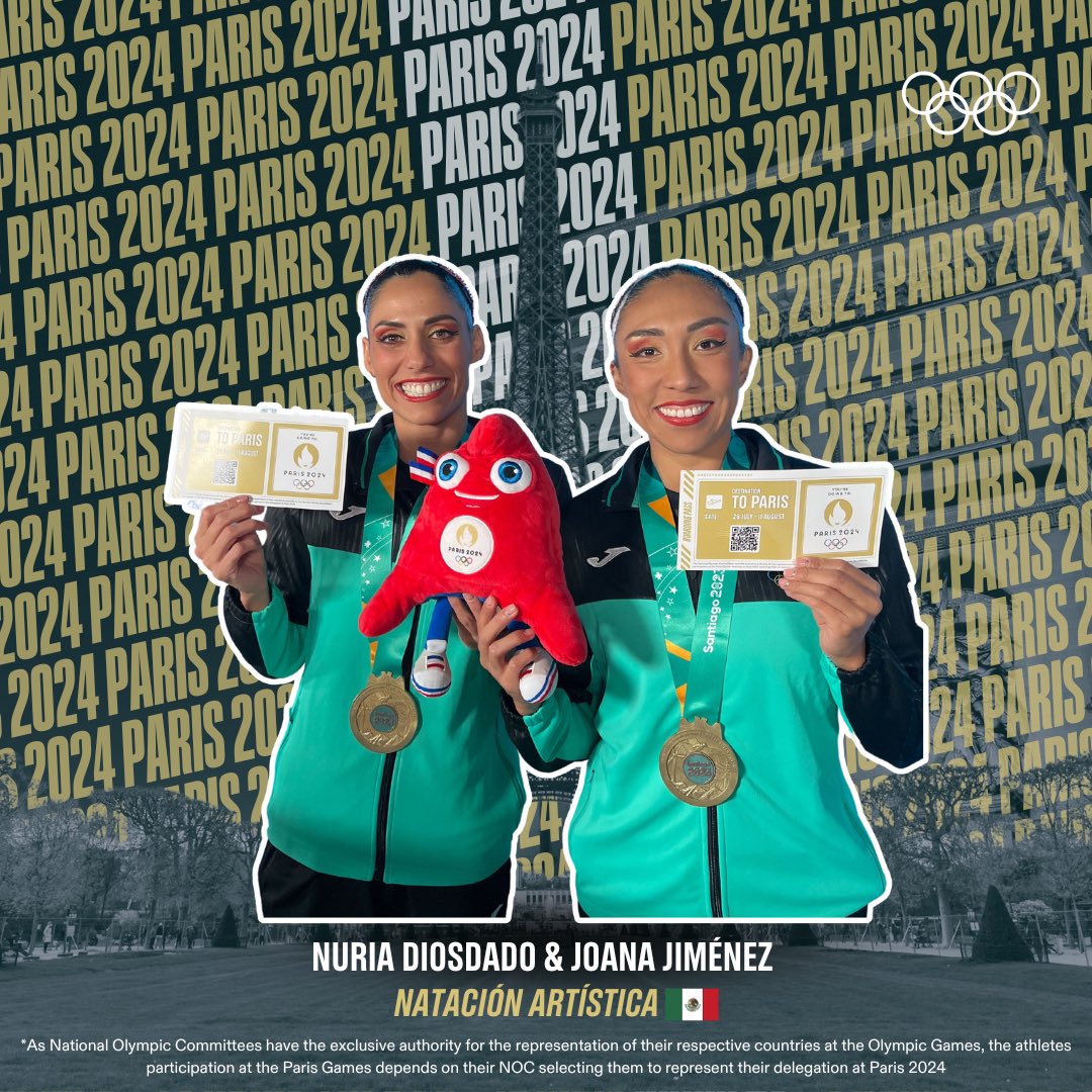 ¡La emoción de volver a unos Juegos Olímpicos! 🇲🇽✨

Las atletas Nuria Diosdado y Joana Jiménez ganaron el oro panamericano 🥇 en dueto y aseguraron un boleto para <a href="/COM_Mexico/">Comité Olímpico Mexicano</a>. 🎟️✨

¡Nos vemos en Paris <a href="/NuriaDiosdado/">Nuria Diosdado</a> y <a href="/JoanaJimenezMX/">Joana Betzabe Jimenez OLY</a>! 🫶

#RoadToParis2024 | <a href="/PanamSports/">Panam Sports</a>