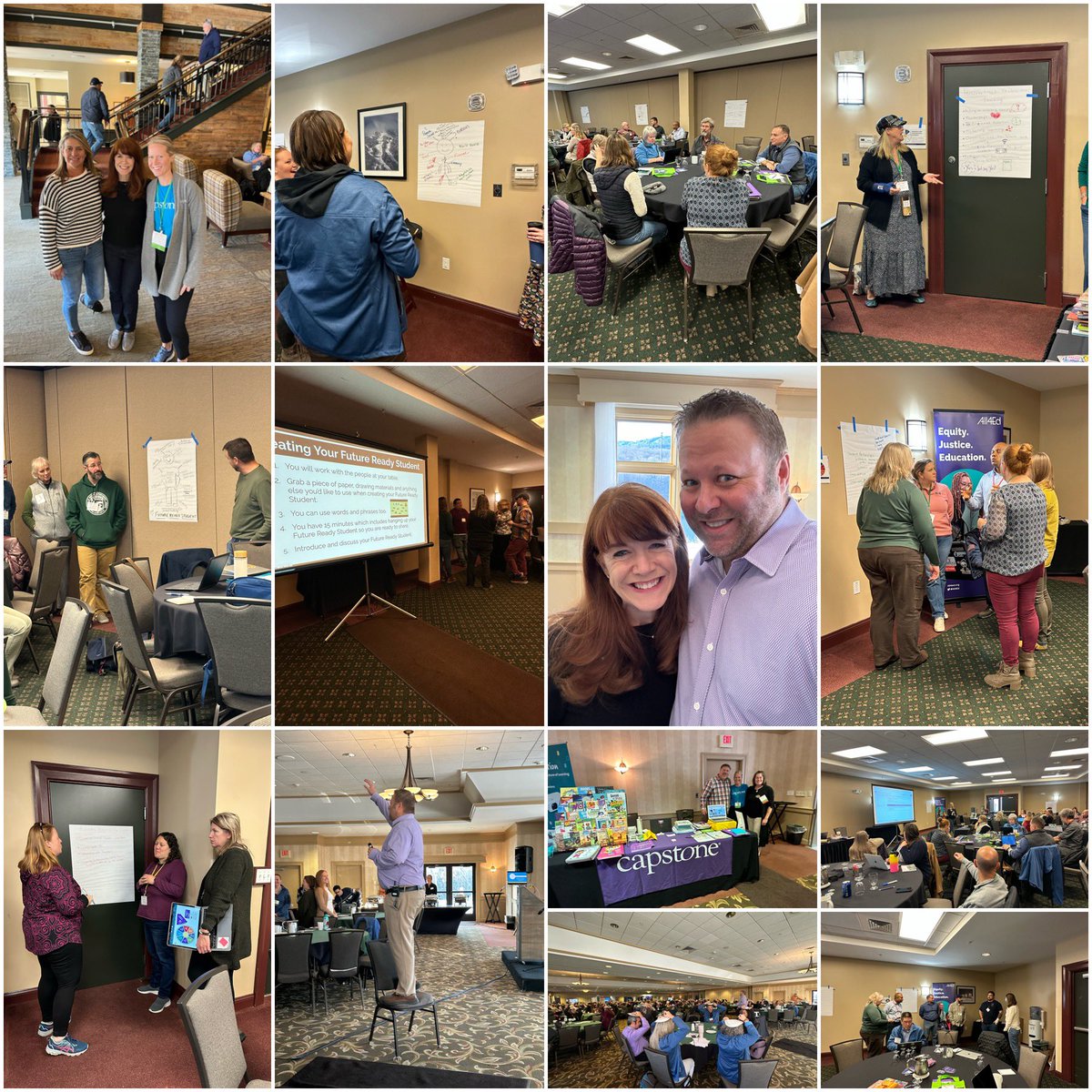shannonmmiller's tweet photo. What a special time we had at @vitalearn in Vermont this week. We kicked it off with the @FutureReady @CapstonePub Forum and today celebrated learning and connecting with lots of #futurereadylibs at the Future Ready Librarians @follettlearning Summit.🎉

Thank you, friends for everything. We loved seeing everyone and learning together. You’re all doing such amazing things.❤️

#tlchat #futureready #edtech #edchat #vermontfest #vitalearn #istelib