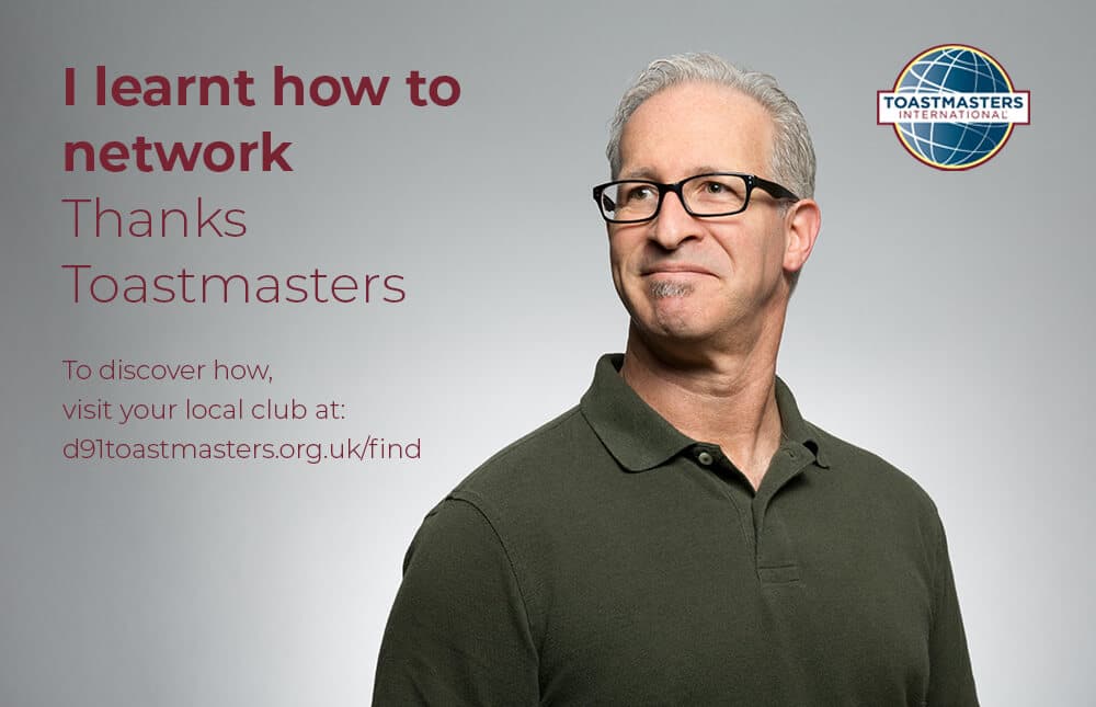 As a naural introvert I couldn’t get myself started with networking. Toastmasters enabled me to extend my comfort zone gradually and I gained the skills to do it. You can too!
d91toastmasters.org.uk/find #D91Toastmasters #ThanksToastmasters #Communication #PersonalDevelopment