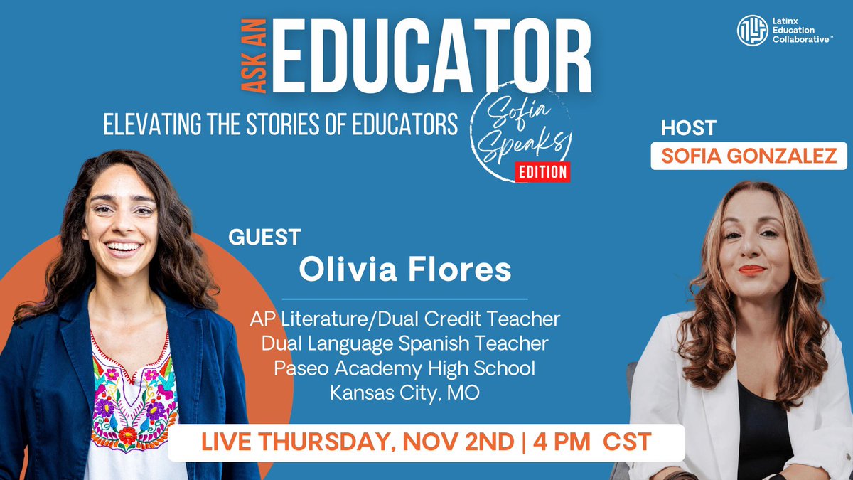 Sofia Gonzalez (@_sofiaspeaks) on Twitter photo Excited to interview educator and fellow alumni Olivia with <a href="/FulbrightPrgrm/">The Fulbright Program</a> & Storytellers for Change fellowship with <a href="/LatinxEdCo/">Latinx Education Collaborative</a> -this is gonna be dope!!
🔗 youtube.com/live/Yshx11aYN…
🕐-4pm CST today!
#podcast #storytellers #fulbrighters #latinaeducators #letsgo #sofiaspeaks Excited to interview educator and fellow alumni Olivia with <a href="/FulbrightPrgrm/">The Fulbright Program</a> & Storytellers for Change fellowship with <a href="/LatinxEdCo/">Latinx Education Collaborative</a> -this is gonna be dope!!
🔗 youtube.com/live/Yshx11aYN…
🕐-4pm CST today!
#podcast #storytellers #fulbrighters #latinaeducators #letsgo #sofiaspeaks