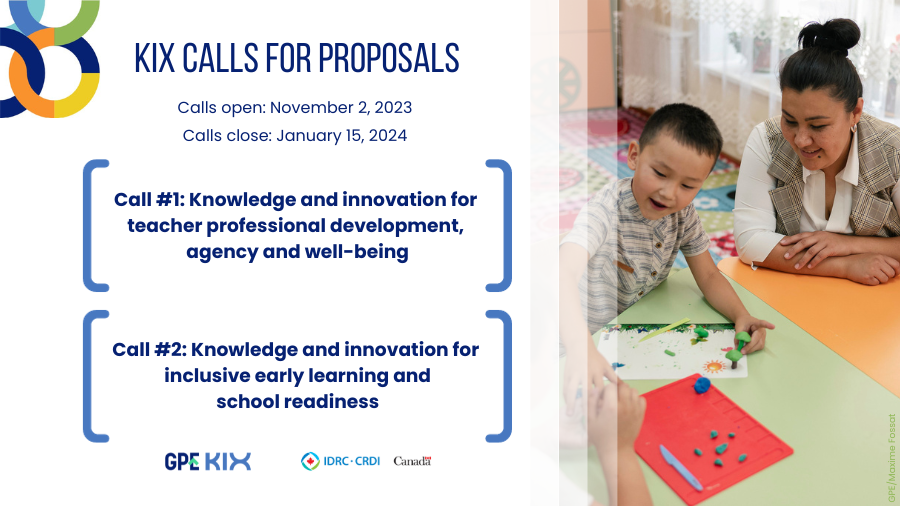 IDRC_CRDI's tweet photo. Funding opportunities! Check out the newest @GPforEducation #GPEKIX calls for proposals for knowledge and innovation on teaching and on inclusive early learning. A thread. https://t.co/U0PgtOwDwN