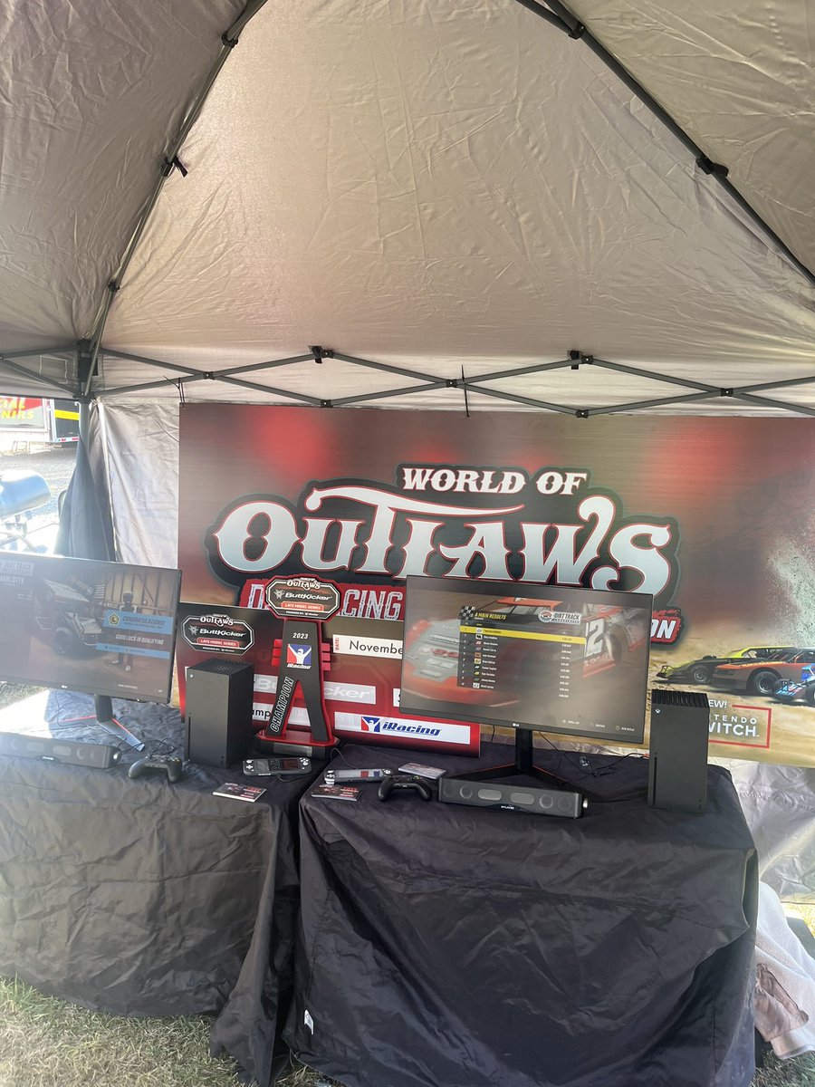 Come check out the @WoOLateModels @outlaws_game @iRacing tent @TheDirtTrack & see if you can beat my time! 13.518