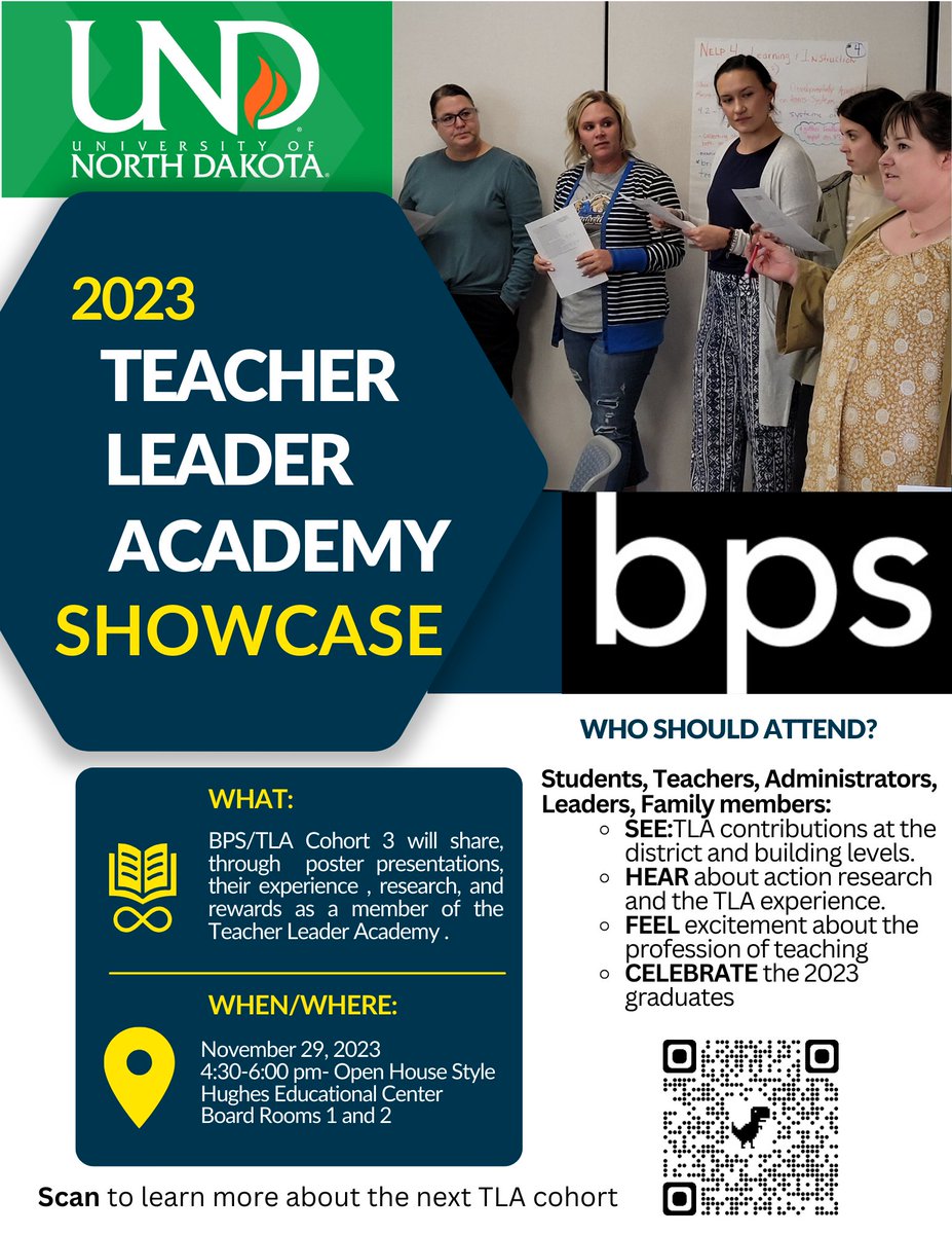 Joel Schleicher (@joelschleicher) on Twitter photo I am looking forward to the <a href="/BismarckSchools/">Bismarck Public Schools</a> Teacher Leadership Academy SHOWCASE on Wed., Nov. 29th as the <a href="/UNDEDL/">UND Ed. Leadership</a> Master's students share their scholarly work. Our partnership between BPS & <a href="/UofNorthDakota/">U of North Dakota</a> <a href="/UND_education/">UNDEducation</a> continues as we prepare for the next TLA Cohort. I am looking forward to the <a href="/BismarckSchools/">Bismarck Public Schools</a> Teacher Leadership Academy SHOWCASE on Wed., Nov. 29th as the <a href="/UNDEDL/">UND Ed. Leadership</a> Master's students share their scholarly work. Our partnership between BPS & <a href="/UofNorthDakota/">U of North Dakota</a> <a href="/UND_education/">UNDEducation</a> continues as we prepare for the next TLA Cohort.