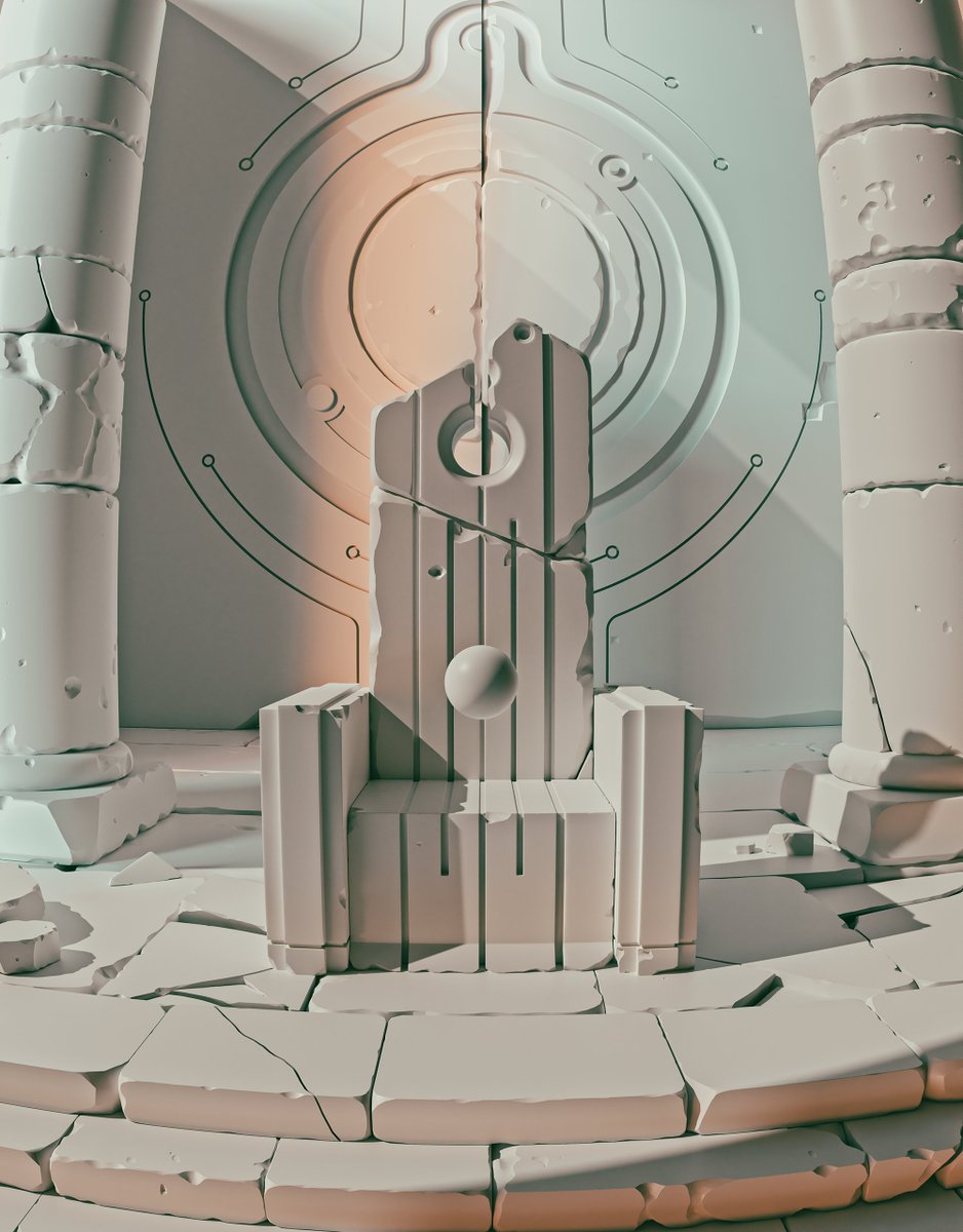 Raccoonnook's tweet image. &quot;Ponder&quot;   

Pondering the orb, a mystic sphere, a portal to secrets, both far and near.  Its facets refract the world&apos;s diverse hue, a window to destinies, both false and true.  

Clay Render, Day, Moon  

Created in #b3d

Plugins
@vfxguide &quot;Cracker&quot;/ &quot;OCD&quot;
and @Sanctus_Art