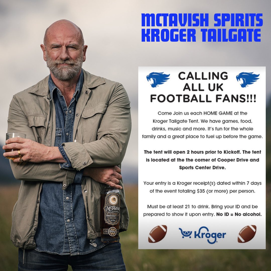 Join @grahammctavish at Kroger Field in Lexington, Kentucky. Saturday, November 11th at the Kroger tailgate tent! The tent will open at 10AM. 2 hours before Kentucky takes on Alabama. Details on location and how to gain admittance into the tailgate tent are in the image above