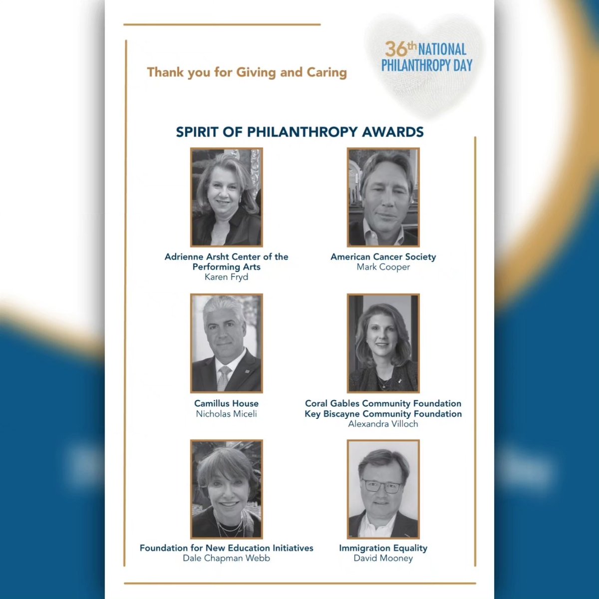 Key Biscayne Community Foundation (@kbcfoundation1) on Twitter photo Happy National Philanthropy Day!🌴 KBCF joined with <a href="/CGCF/">Coral Gables Community Foundation</a> to honor Spirit of Philanthropy Honoree Alexandra Villoch, the CEO of <a href="/BaptistHealthSF/">Baptist Health</a>
Foundation.
It's always inspiring to spend time with individuals whose focus is improving the world for everyone around them.
#npd2023 Happy National Philanthropy Day!🌴 KBCF joined with <a href="/CGCF/">Coral Gables Community Foundation</a> to honor Spirit of Philanthropy Honoree Alexandra Villoch, the CEO of <a href="/BaptistHealthSF/">Baptist Health</a>
Foundation.
It's always inspiring to spend time with individuals whose focus is improving the world for everyone around them.
#npd2023