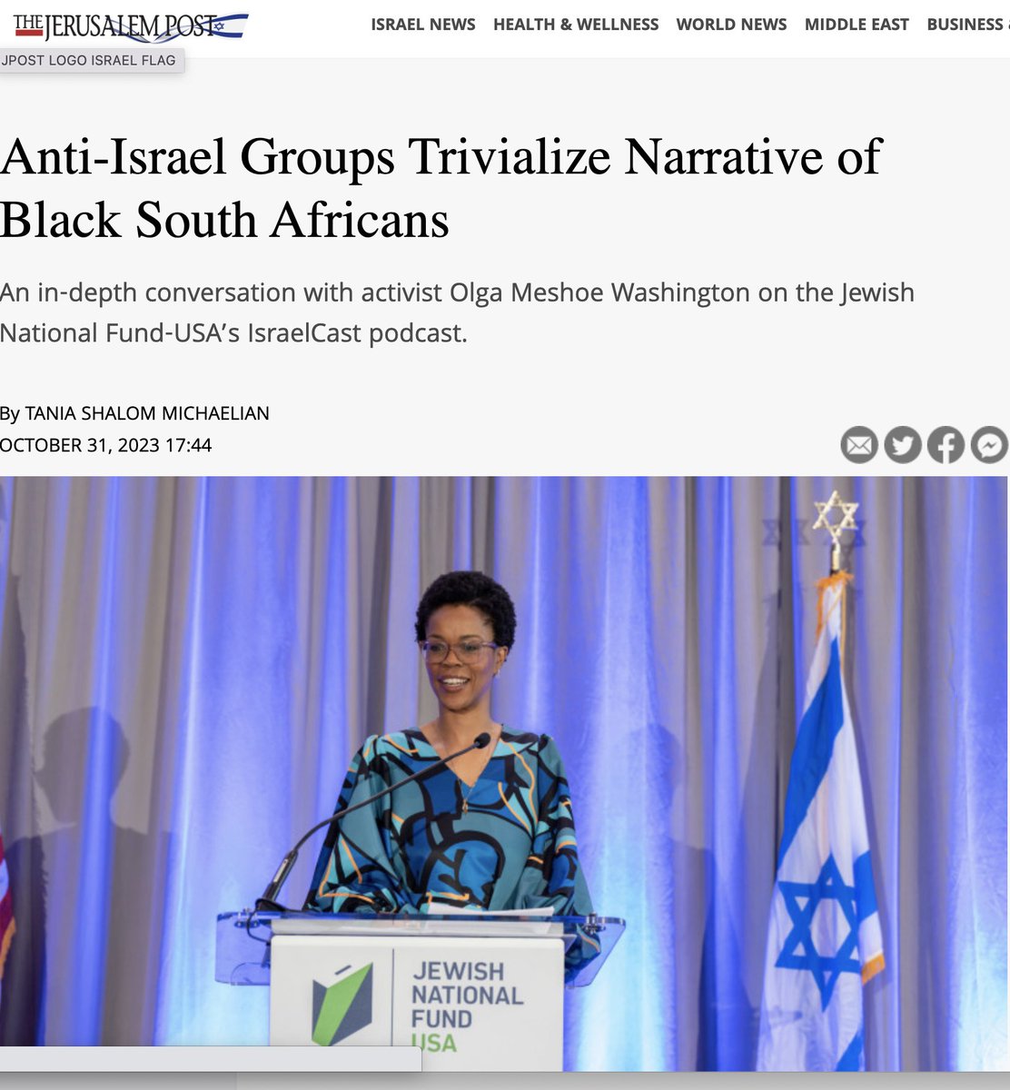 stevenshalowitz's tweet photo. Many thanks @Jerusalem_Post for featuring my interview w/South African-born @OlgaMeshoe on the #IsraelCast podcast where she de-bunks the myth that #Israel is an #apartheid state. Listen and share! https://t.co/U93M9cyg8G #IsraelUnderFire https://t.co/EA7ZqM9ERF
