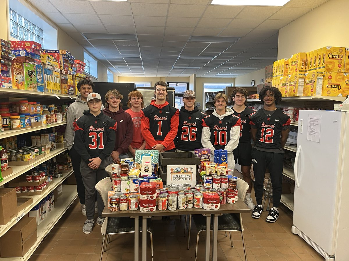 So proud of these guys and what they started this year! The RBs and QBs donated food shelf items for every rushing TD we had at home this year. Also a cash donation was made to the cause by anonymous donors! Credit to Coach Jamie Leither for the great idea and organizing it all!