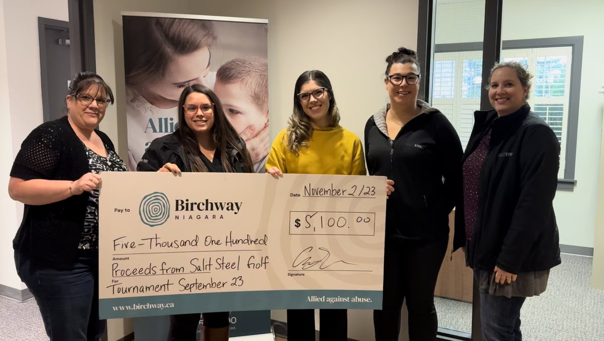 Earlier this year, our allies from Salit Steel joined us to help set up the Birchway Book Riot, and today they stopped by with this very generous cheque from their recent golf tournament!  Thank you to everyone who helped raise funds for this event!

#alliedagainstabuse