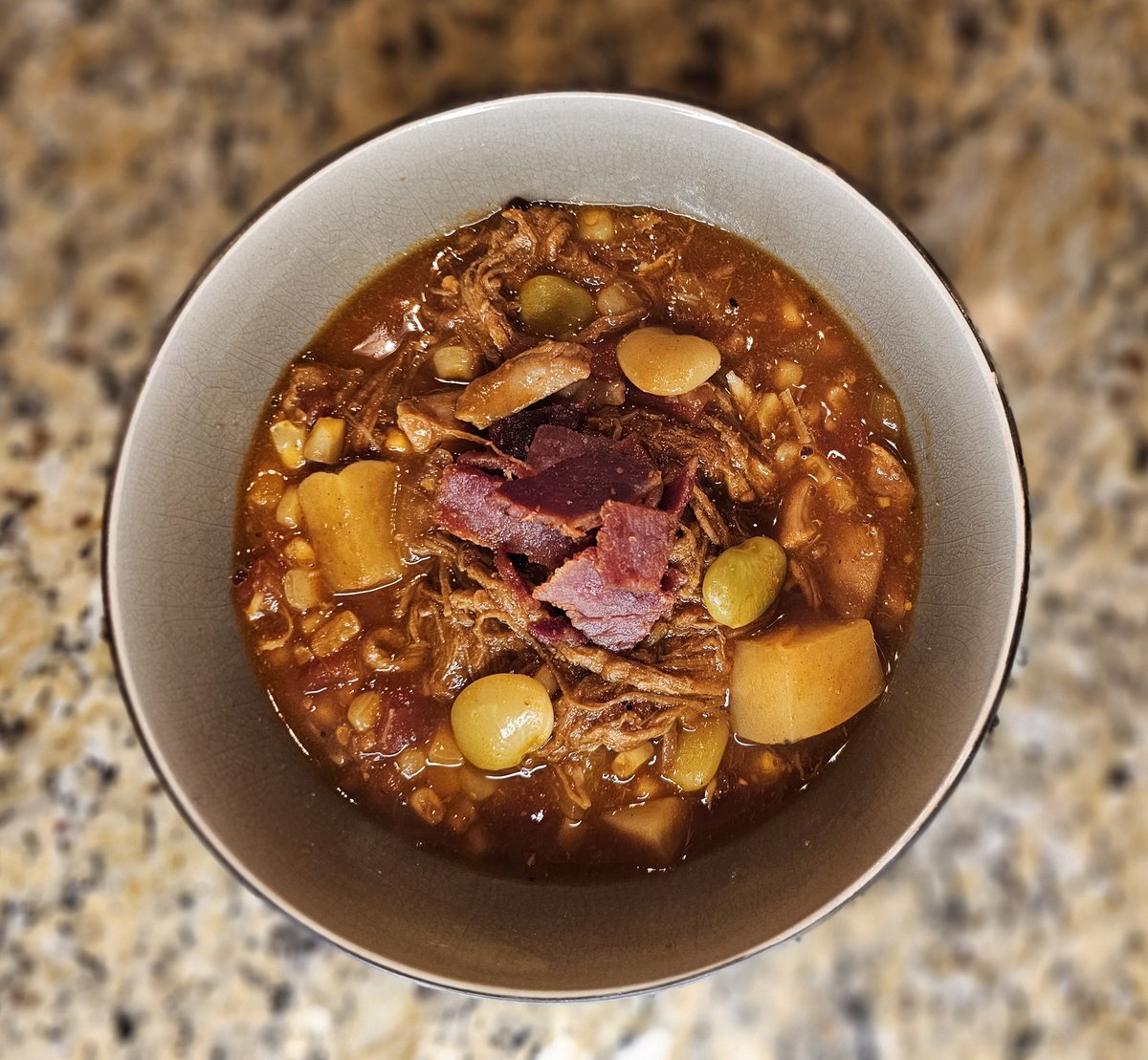 How has everyone been? Also, have a bowl of the brunswick stew I just made!