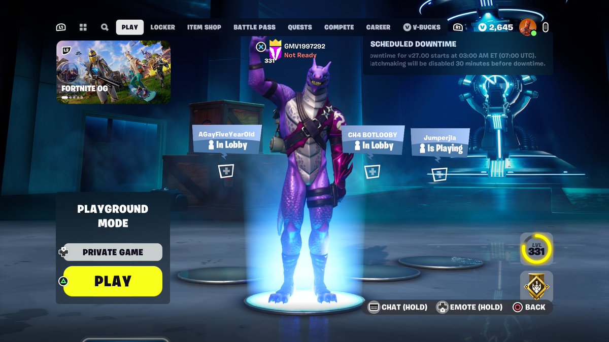 SkylarGem's tweet image. End of season lobby pic before bed! #FortniteChapter4