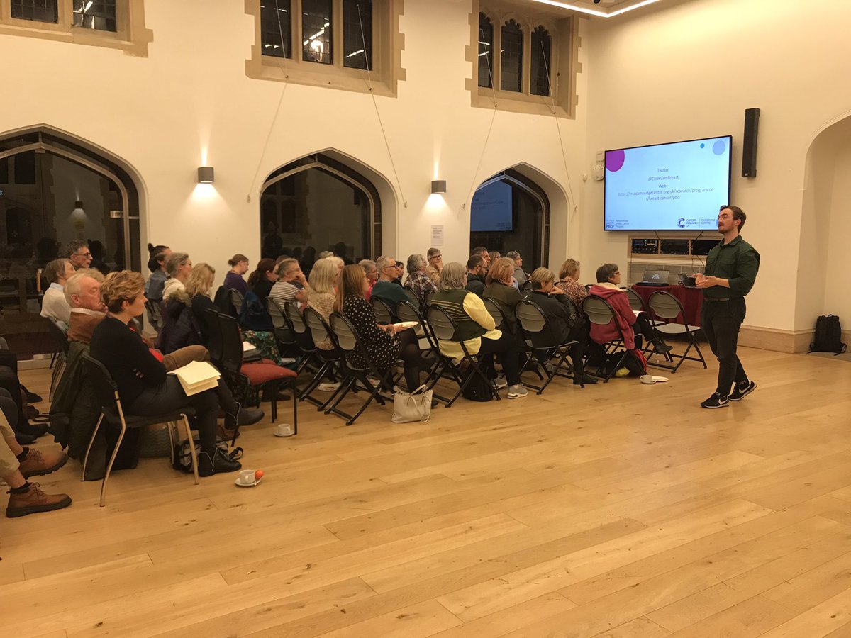CRUKCamCentre's tweet photo. We’re delighted to welcome patients and members of the public to hear about our #breastcancer clinical @CRUKresearch to detect cancer earlier and personalise treatment. 

🙏 And most importantly to thank patients for participating in @CRUKCamBreast research studies and trials. https://t.co/dxcKkMpH2R