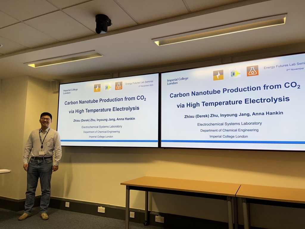 Zhixu-Derek Zhu (@zhixuzhu) on Twitter photo It's excited to share our recent work on 'Carbon Nanotube Production from CO2 via High Temperature Electrolysis' project today. Thanks to <a href="/EnergyFuturesIC/">Energy Futures Lab</a> for organising this lunchtime seminar. And thanks to <a href="/hankin_anna/">Anna Hankin</a> and <a href="/inyoung5511/">Inyoung Jang</a> for all the support! <a href="/ICL_Electrochem/">Electrochemical Systems Laboratory @ Imperial</a> It's excited to share our recent work on 'Carbon Nanotube Production from CO2 via High Temperature Electrolysis' project today. Thanks to <a href="/EnergyFuturesIC/">Energy Futures Lab</a> for organising this lunchtime seminar. And thanks to <a href="/hankin_anna/">Anna Hankin</a> and <a href="/inyoung5511/">Inyoung Jang</a> for all the support! <a href="/ICL_Electrochem/">Electrochemical Systems Laboratory @ Imperial</a>