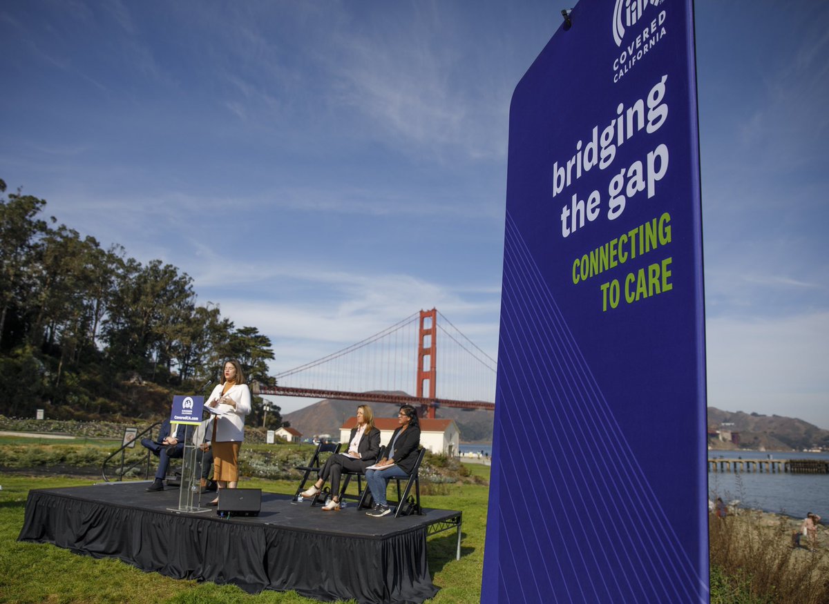 CoveredCAnews's tweet photo. Jessica Altman was joined by @kfrhoads to continue @CoveredCA’s #OpenEnrollment kickoff with a stop in front of the iconic @GGBridge in #SanFrancisco. We are #BridgingtheGap for the uninsured with #ACA #healthcare, including nearly 200K eligible for financial help in the #BayArea https://t.co/lglneoTjyM