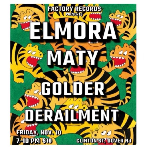 sixfeetradio's tweet photo. Next show up that SFU will be attending! 11.10 Dover, NJ. Only $10!
#overkillradio #sixfeetunderradio #punk #indie #alt #factoryrecords #nj #diy #underground #music #derailment #elmora #golder #maty https://t.co/QSLUAGgWKh
