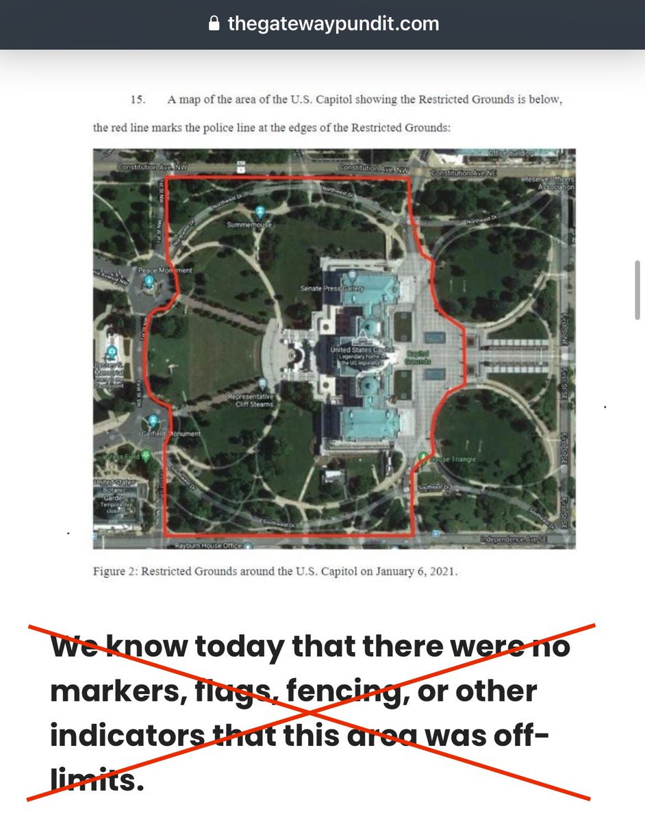 CoryCullington's tweet photo. Pardon me, but what on Earth is Jim Hoft of Gateway Pundit smoking?
Footage of the #AreaClosed signs and perimeter fencing have been around since Jan 6, 2021
One sign was quite literally torn in half as the mob attacked the perimeter barricades. https://t.co/NNX6RJOxga