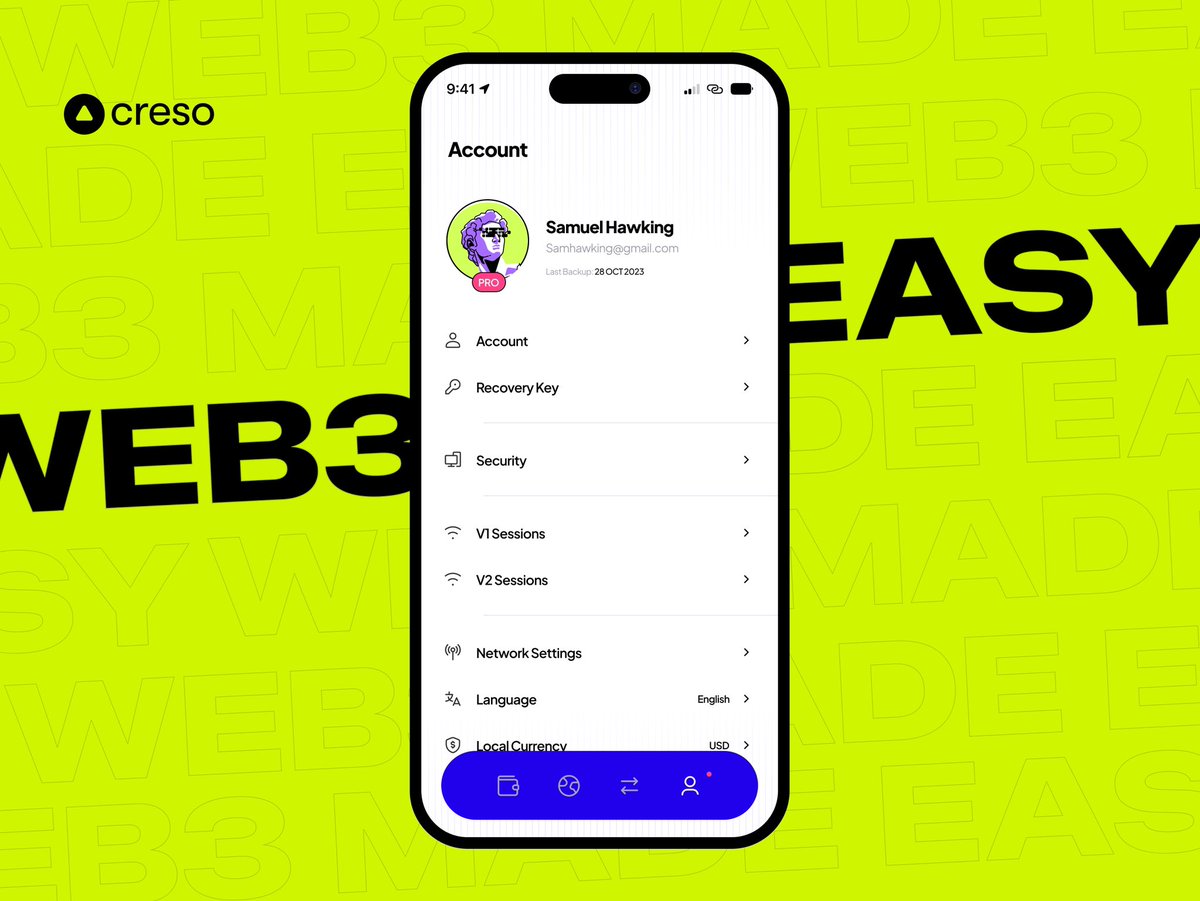 notEezzy's tweet photo. I bought a bag of $CRE at 3.3m here 

*THIS is a Long term play for me peesonally, by long term I mean at least a couple months hold so no rush to find entries*

Long twt 🧵:

$CRE is the token for the Creso Wallet 

Unlike the usual wallets we know (i.e, trust wallet, MetaMask, e.t.c), 

Creso is a smart contract wallet using ERC-4337 so you dont need recovery phrases and avoid phishing, hacks, etc. 

Vitalik talked about this ERC-4337 as his 'vision on Ethereum’ here: https://t.co/MsHN04uL58

There’s over $1m in $CRESO currently staked (which is over 30% of supply) imo that’s a good indicator for community’s belief in the project 

The wallet beta goes live in Q1 2024 so this is a long term play for me

I can only imagine $CRE Price Action goes bonkers when it’s live

$CRE will allow users to make gasless defi transactions once the wallet is live, enjoy rev share, and grand access to in-app dapps

Lots of bullish catalysts coming for $CRESO as we get closer to the wallet beta. It’ll be the first smart contract wallet so this is highly experimental and usually highly experimental stuff have the highest upside

Links: 

Twitter: @cresowallet
Website: https://t.co/ruCgPZAU5Y
Linktree: https://t.co/P94Wquwy6T
Dexscreener: https://t.co/g64sNoPNSt
