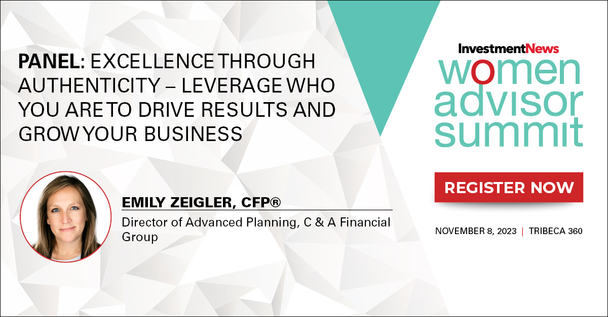 We’re looking forward to InvestmentNews’ #womenadvisorsummit in New York next week.  Are you attending?  You won’t want to miss Emily Zeigler on the “Excellence through authenticity – leverage who you are to drive results and grow your business” panel.  newyork.womenadvisorsummit.com