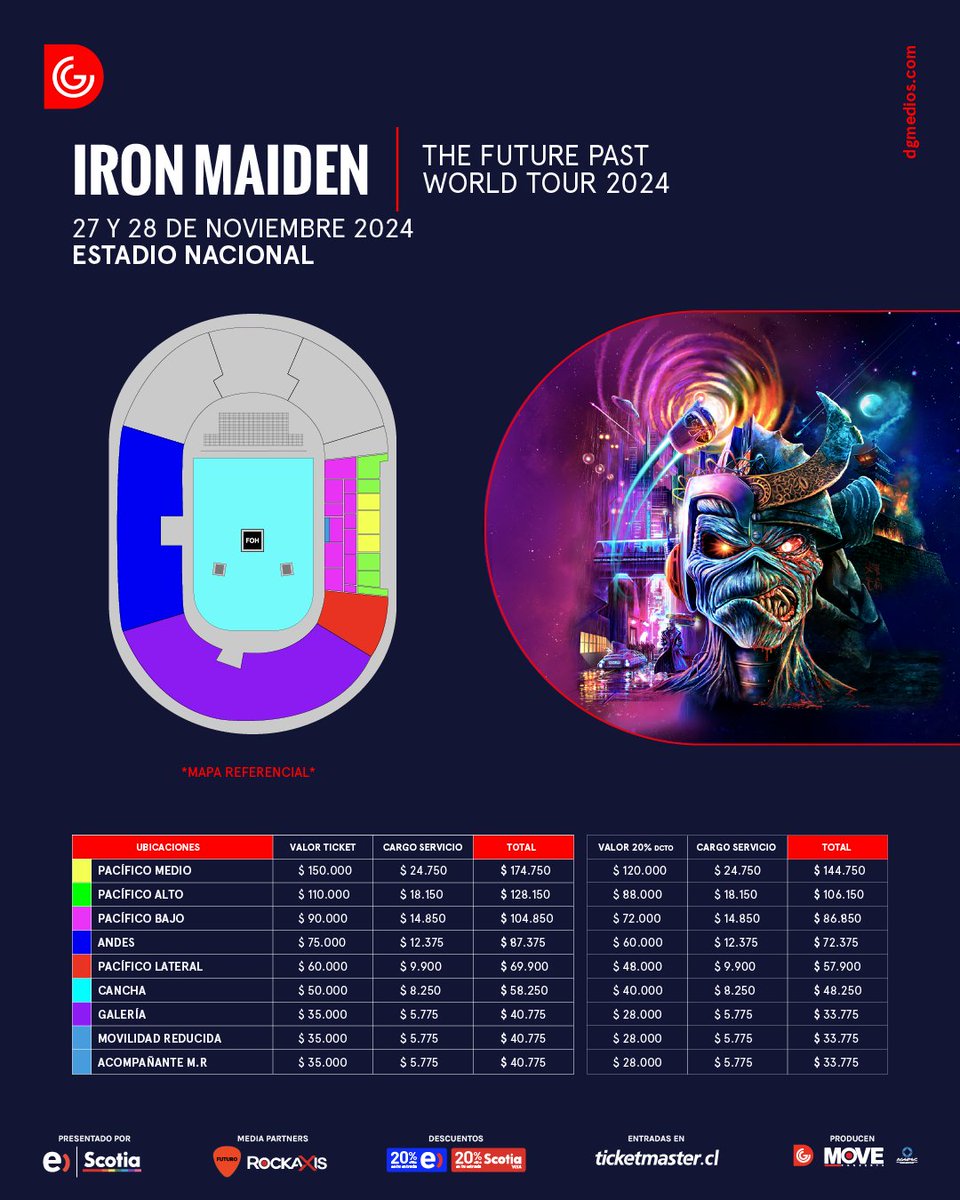 rockaxisoficial's tweet photo. 🤘 LA DONCELLA DE HIERRO VUELVE POR PARTIDA DOBLE 🤘

La bestia rugió fuerte y se hizo escuchar. @IronMaiden anuncia una segunda fecha en noviembre de 2024.
27 y 28 de noviembre son los días en que disfrutaremos del regreso de los británicos a nuestro país y las entradas para su segunda fecha las podrás conseguir desde mañana.
Detalles, aquí 👉https://t.co/5LROcatu35

Entradas vía @ticketmastercl
Produce @dgmedioschile

#Rockaxis #IronMaiden