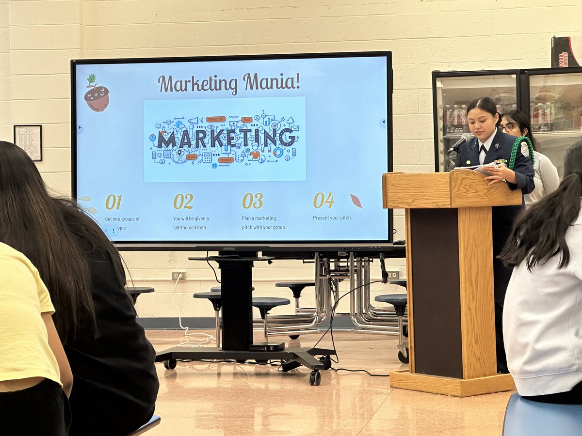 NBC_DECA's tweet photo. At todayβs meeting, NB DECA got to practice their marketing skills with an activity similar to one the officers participated in at #DECACOLT. Group were given various funny fall themed items to market to the rest of the group. Amazing work everyone! ππ https://t.co/266TSCmHjD