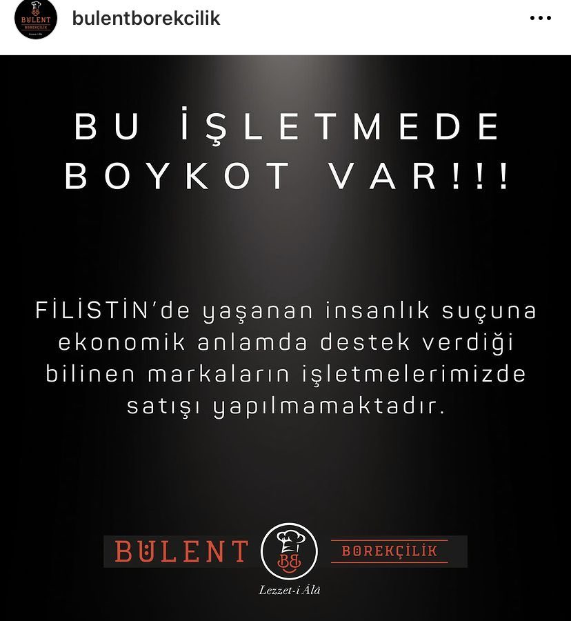 Helal olsun 💐 Bülent Börekçilik 💐#boycottMarksandSpencer #BoycottStarbucks #BoycottIsraelProducts