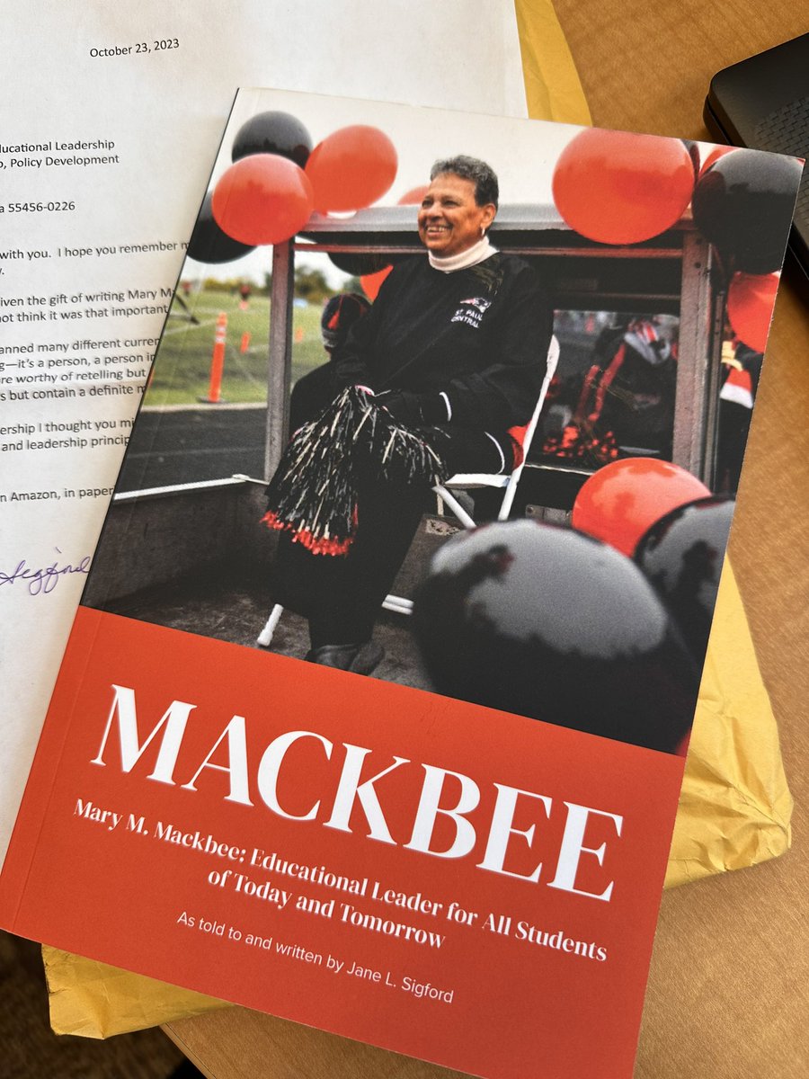 This arrived at my <a href="/UMN_CEHD/">U of Minnesota CEHD</a> office today! <a href="/UMN_olpd/">U of MN OLPD</a> Alum Jane Sigford wrote a book about long time <a href="/StPaulCentral/">Central High School</a> Principal Mary Mackbee who also happened to be our son <a href="/Apekel75/">Adam Pekel</a> and daughter Victoria’s principal! Get it on Amazon <a href="/KentPekel/">Kent Pekel</a> <a href="/mnprincipals/">MASSP</a> amazon.com/MACKBEE-Educat…