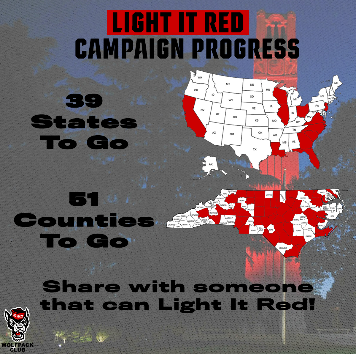 Know a Wolfpacker that can help us cover the map?

Get involved in our Light It Red Campaign.

🚨🐺🔴