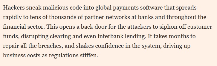 secureclick_irl's tweet photo. This realistic #cyberattack scenario posited by the Cambridge Centre for Risk Studies (reported by @FT) would make for a really great Netflix series.
#Malware #supplychainattack https://t.co/4T9ghro43D
