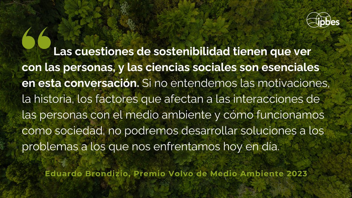 ipbeses's tweet photo. Enhorabuena a Eduardo Brondizio, Copresidente de la #EvaluaciónMundial de @IPBES, que ha sido galardonado con el #VolvoEnvironmentPrize 2023
Entender las motivaciones humanas y las interacciones sociales es clave para abordar la pérdida de #Biodiversidad y el #CambioClimático🌿 https://t.co/bQ8xszXMlg