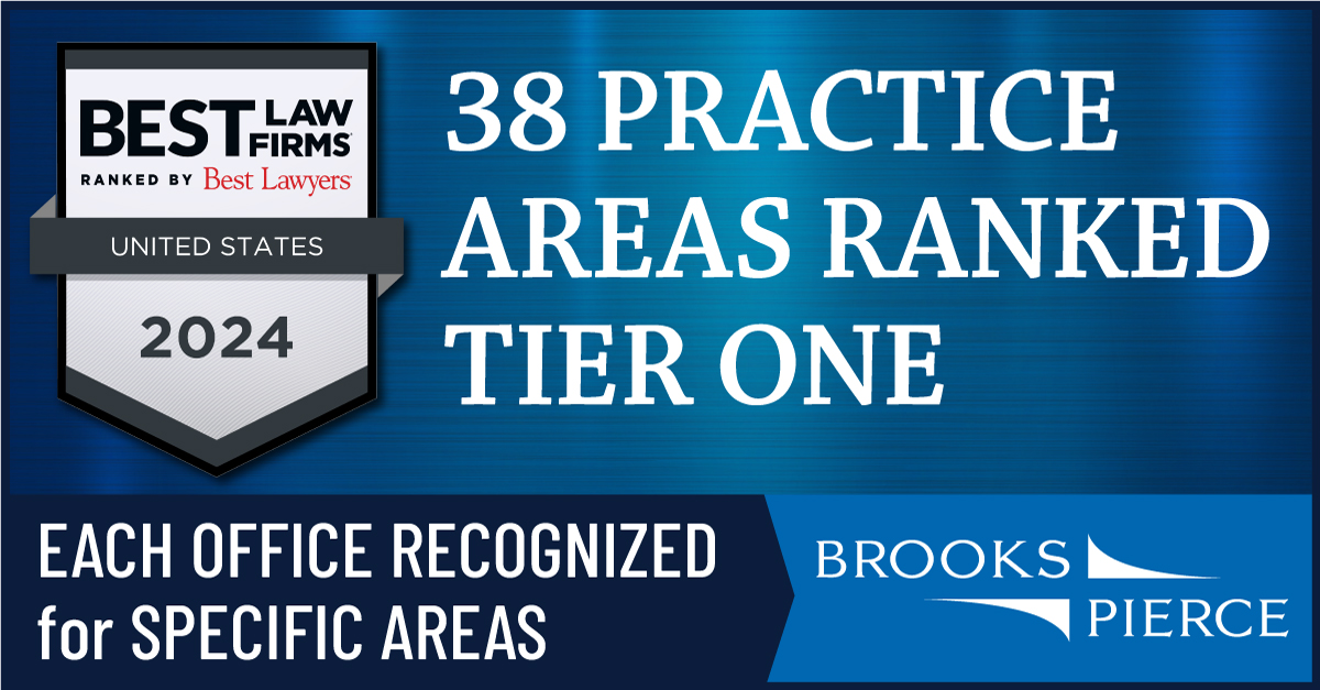 BrooksPierceLaw's tweet photo. Brooks Pierce is proud to announce that 38 of its practice areas received tier-one rankings in their respective metropolitan areas in the 2024 edition of Best Law Firms®, ranked by Best Lawyers®. We are grateful for the support of our clients and peers. https://t.co/Fd2TuDQT6X https://t.co/ka0KMsK1q2