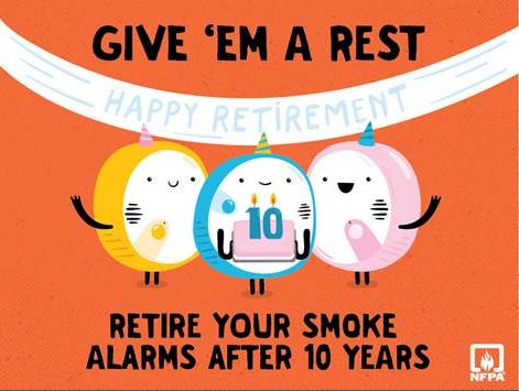 Smoke alarms are a key part of a home fire escape plan. Working smoke alarms give you an early warning. Check the date of your smoke alarms this weekend as we turn our clocks back for #daylightsavings. For more smoke alarm safety tips: nfpa.social/yhEj50Q3Fvy  #Fireprevention