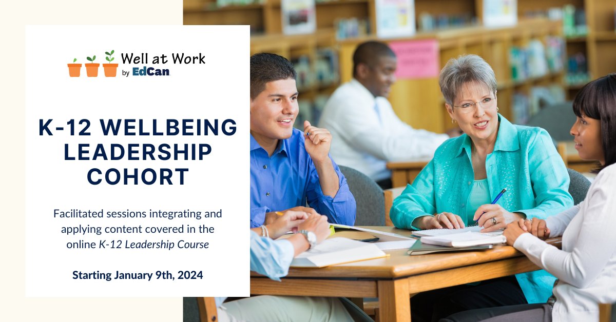 Are you a school district facing: 1. High burnout and stress levels in the workplace; 2. Challenges with recruiting and retaining staff? Join the #K12 Wellbeing Leadership Cohort this winter: ow.ly/LVPh50Q0LJw *Early bird rates have been extended to Nov. 8th #WellatWork