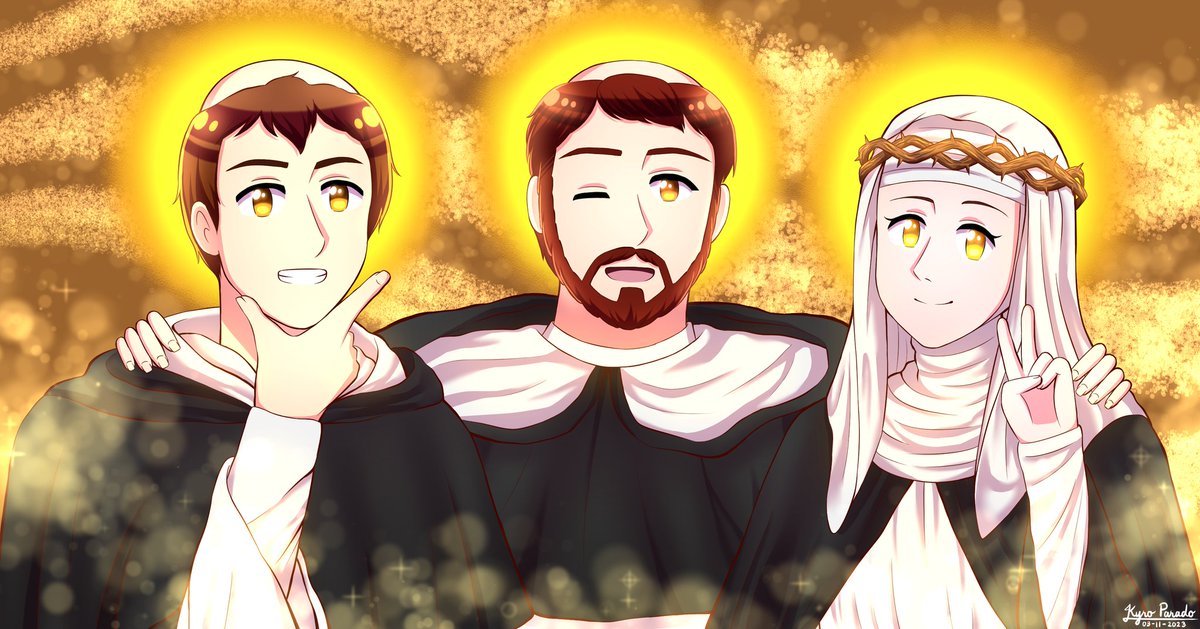 Drew my 3 favorite Dominican Saints for All Saints Day, but I guess I got a bit late in finishing this one up.

St. Thomas Aquinas (Left)
St. Dominic de Guzman (Middle)
St. Catherine of Siena (Right)

#Catholic #CatholicTwitter #Catholicart #Catholicanime #Dominicansaints