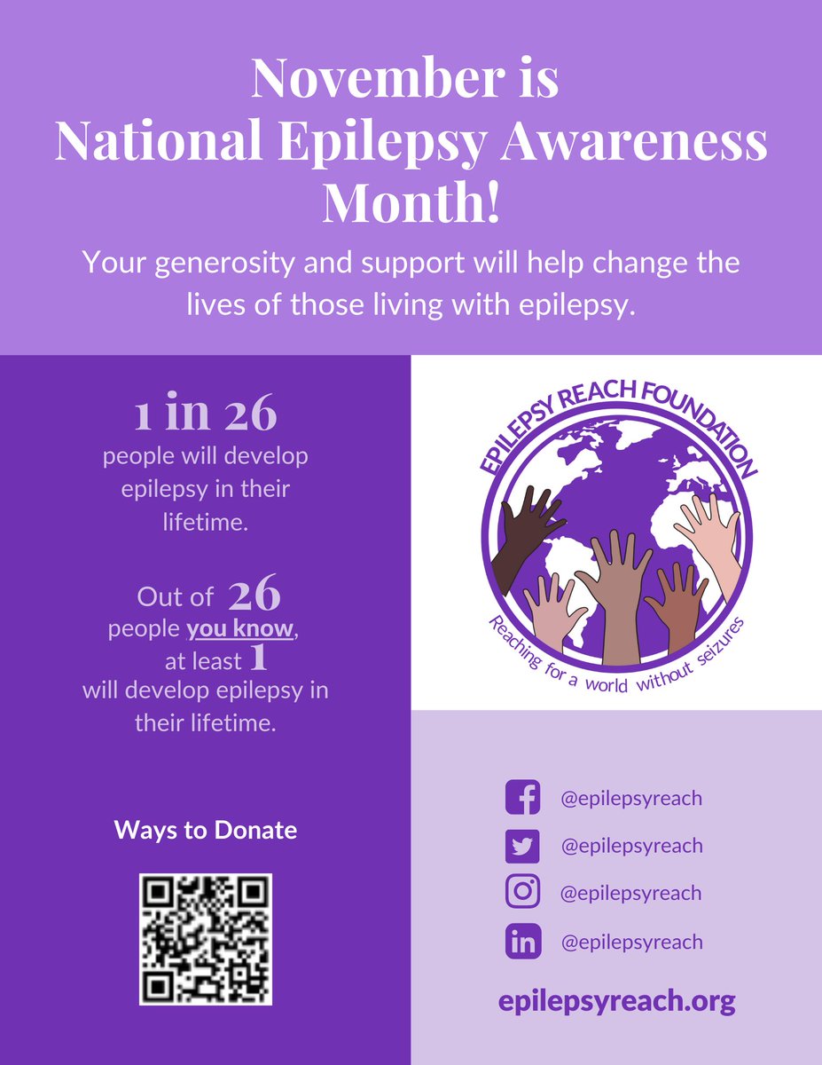 EpilepsyReach's tweet photo. Did you know November is #EpilepsyAwarenessMonth? What better way to celebrate than by supporting programs that directly impact the lives of those living with #epilepsy! https://t.co/IeogLa0fvS