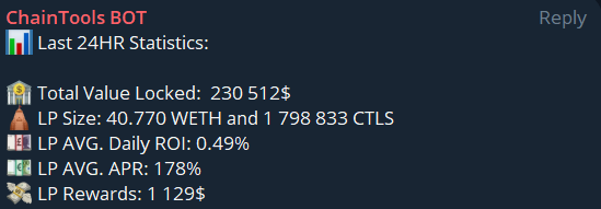 ChaintoolsTech's tweet image. Dear ChainGang,

📢1129$ in LP rewards have been distributed in just the last 24 hours!

📊View More Stats: dune.com/whale_hunter/c… 

💧Become LP Provider at: chaintools.wtf/#/Zapper

#CTLS #yieldfarming #DeFi