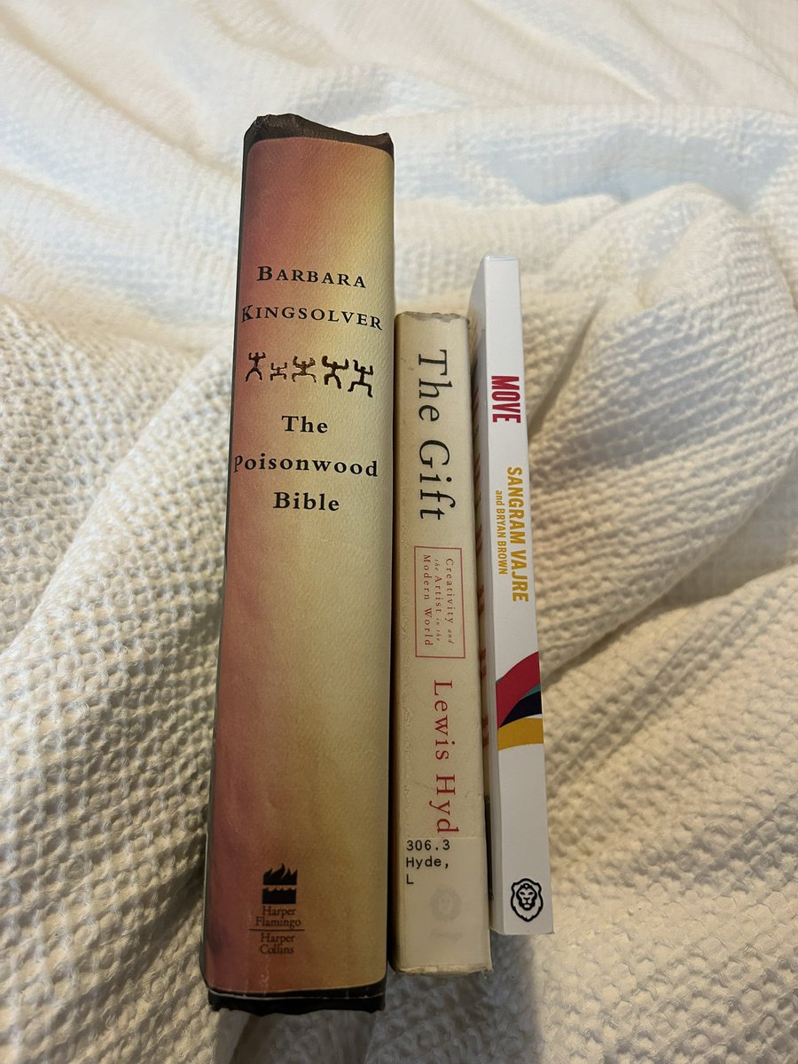 Anyone else read at least 3 books at a time? 😎 On my nightstand… Fiction- The Poisonwood Bible Creativity - The Gift Business - Move - The 4 question GTM