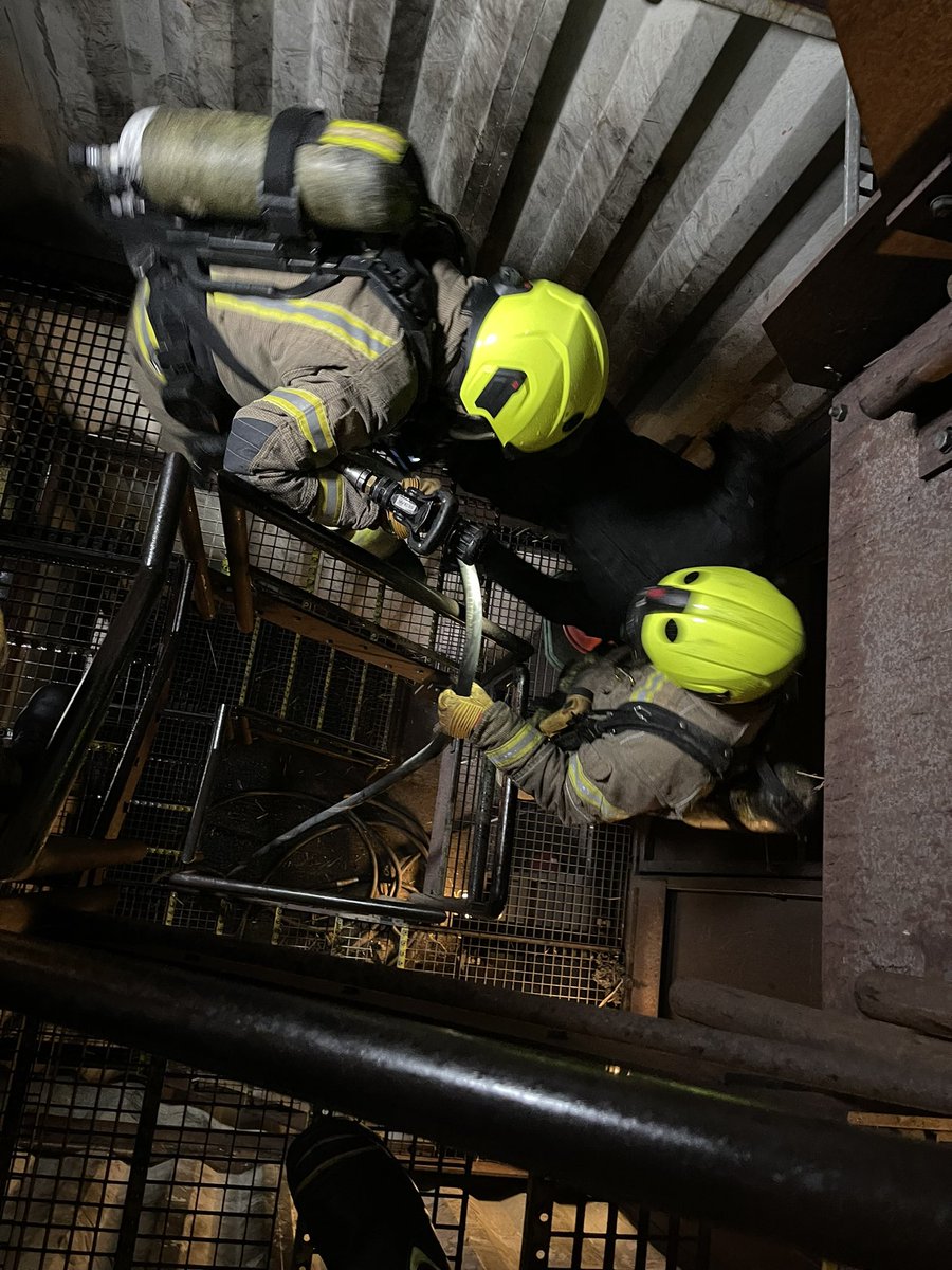 White Watch completing breathing apparatus assessment and training today, our thermal imaging camera used to monitor their progress in our training building #WeAreWMFS