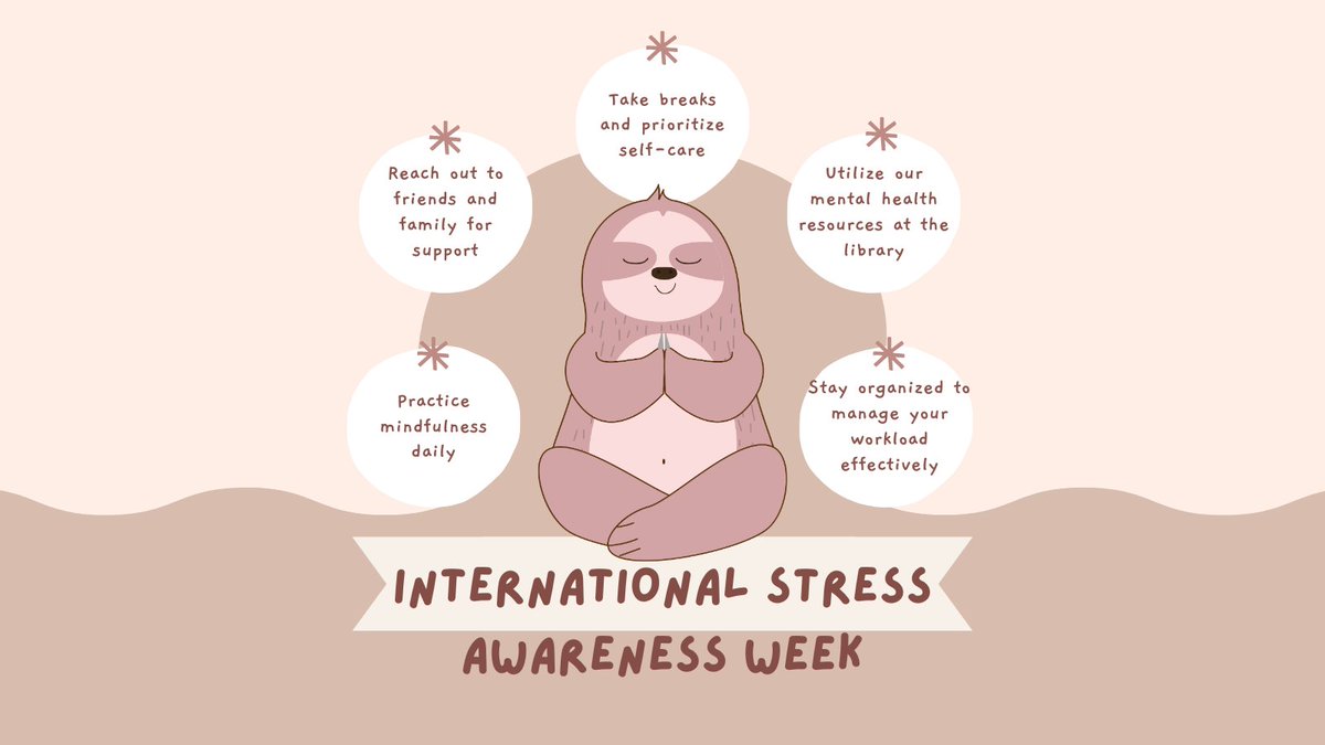 LaneLibStanford's tweet photo. It's International Stress Awareness Week! At Lane Medical Library, we're here to support your well-being. Explore stress-reducing tips: mindfulness, support, mental health resources, self-care, and organization. We're here to help! 📚💆‍♂️💆‍♀️ #StressAwarenessWeek #MentalHealthMatters https://t.co/GLTBWcfHUM