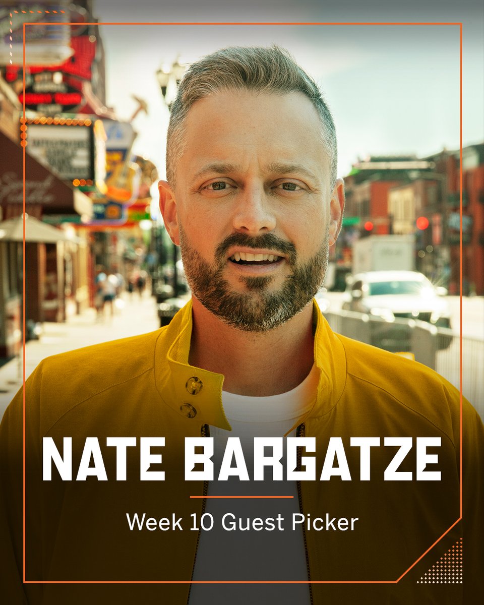 CollegeGameDay's tweet photo. Ready to see who you're picking on Saturday, @natebargatze 👋

#CollegeGameDay https://t.co/11jTTa1LXa