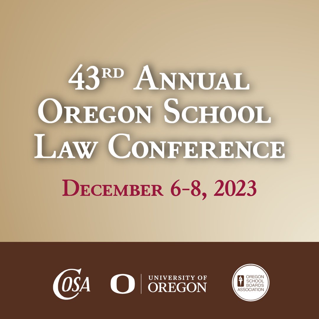 OSBA (@osbanews) on Twitter photo This December, The 43rd Annual OSLC! The seminar is designed to provide school administrators with up-to-date information on legal and financial issues critical to Oregon schools. #UofO #OSLC23 #oregonlaw #law #oregon #lawstudent #COSALeaders #OregonSchoolLaw <a href="/Oregon_Law/">UO School of Law</a> This December, The 43rd Annual OSLC! The seminar is designed to provide school administrators with up-to-date information on legal and financial issues critical to Oregon schools. #UofO #OSLC23 #oregonlaw #law #oregon #lawstudent #COSALeaders #OregonSchoolLaw <a href="/Oregon_Law/">UO School of Law</a>