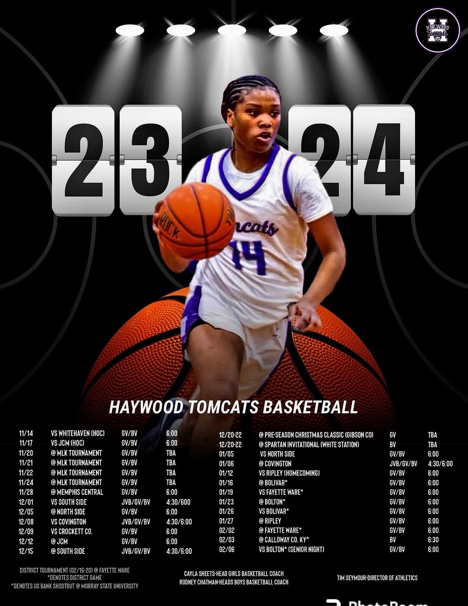 Haywood High School Basketball Schedule 23/24
#haywoodtomcats <a href="/coachrchatman12/">Rodney Chatman</a> <a href="/CoachforCory1/">Cayla Sheets</a>