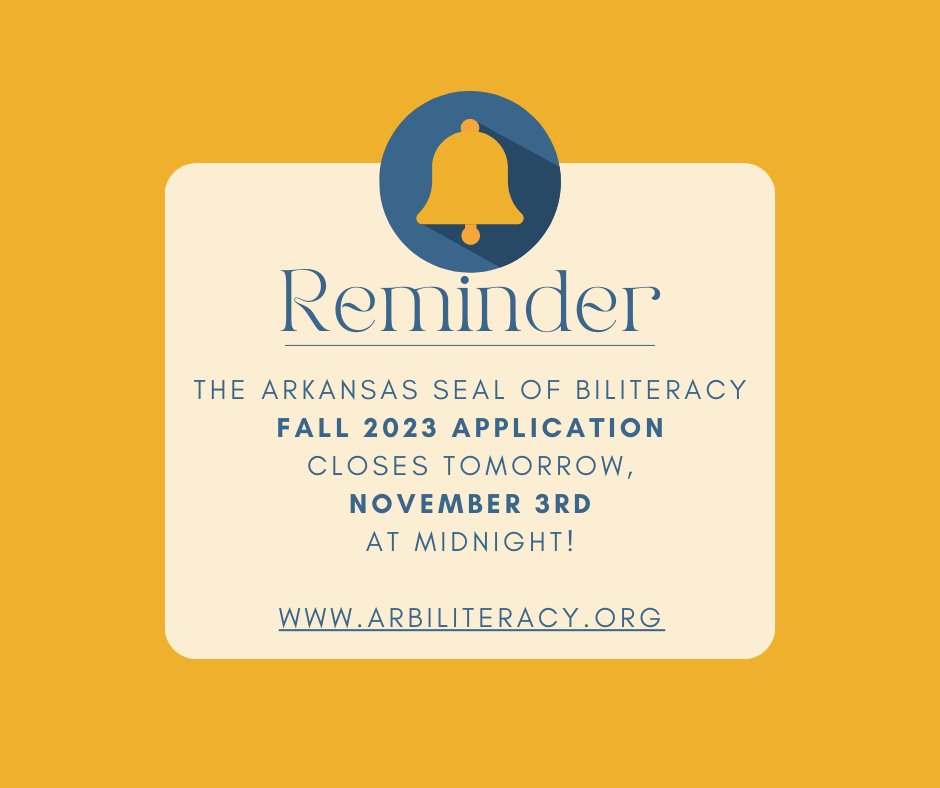 ARBiliteracy's tweet photo. Just a reminder to submit fall 2023 applications by tomorrow night! https://t.co/6XXER50YDl
