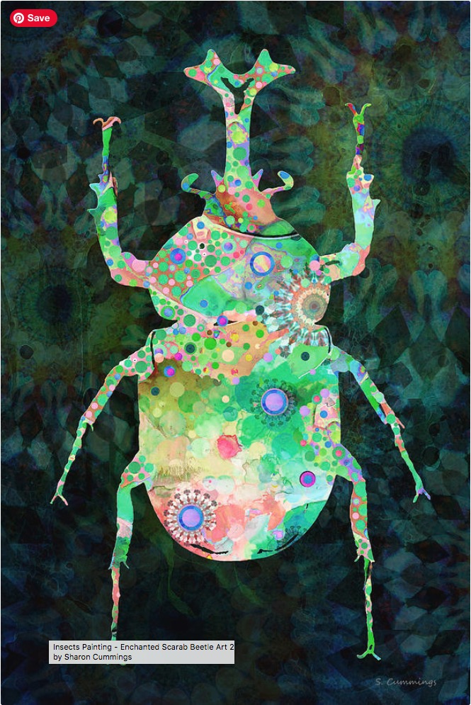 Enchanted Scarab Beetle HERE:  fineartamerica.com/featured/encha… #beetle #beetles #bug #bugs #insect #insects #colorfulart #fun by #SharonCummingsArt #AYearForArt #BuyIntoArt #giftideas