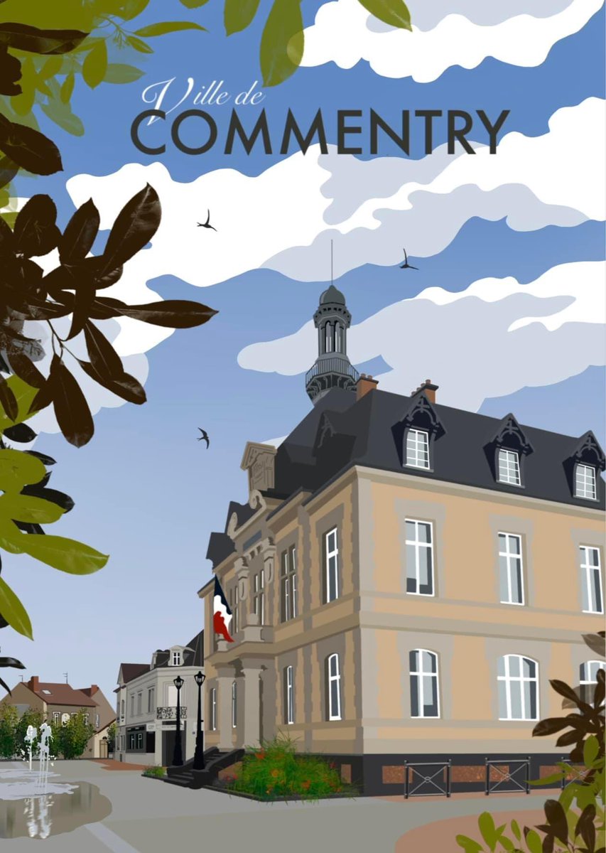 SylvBourdier's tweet photo. Dessin de l’Hôtel de Ville de #Commentry réalisé à la tablette numérique. https://t.co/P4FYQd3WRf
