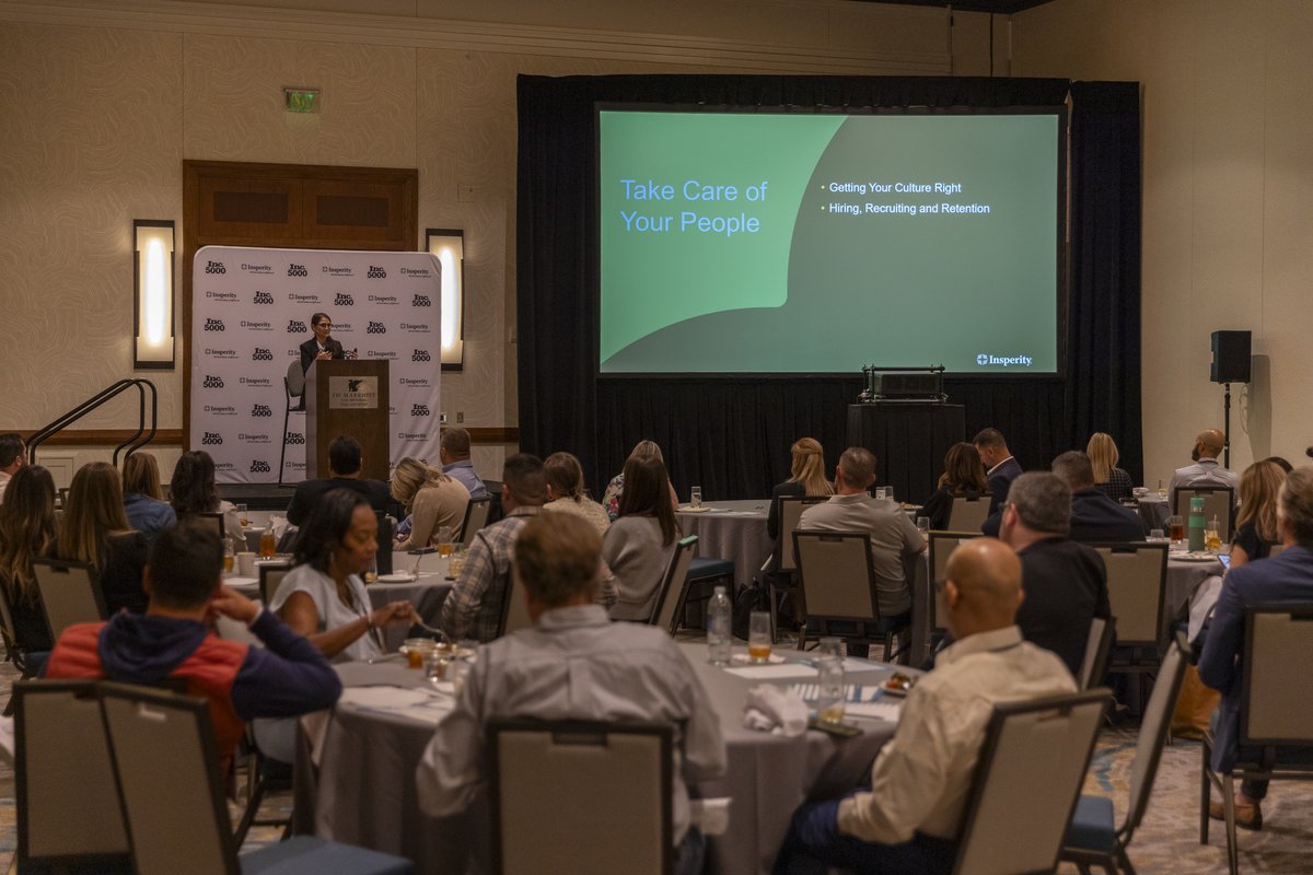 Insperity's tweet photo. Our last session at the @inc5000 Conference was led by Mary Massad, Senior Vice President of Traditional Employment Solutions at Insperity. Guests were presented with a copy of "Take Care of Your People," by Paul Sarvadi, CEO of Insperity. 

#HRThatMakesaDifference #Inc5000 https://t.co/vXsuD2MU1C